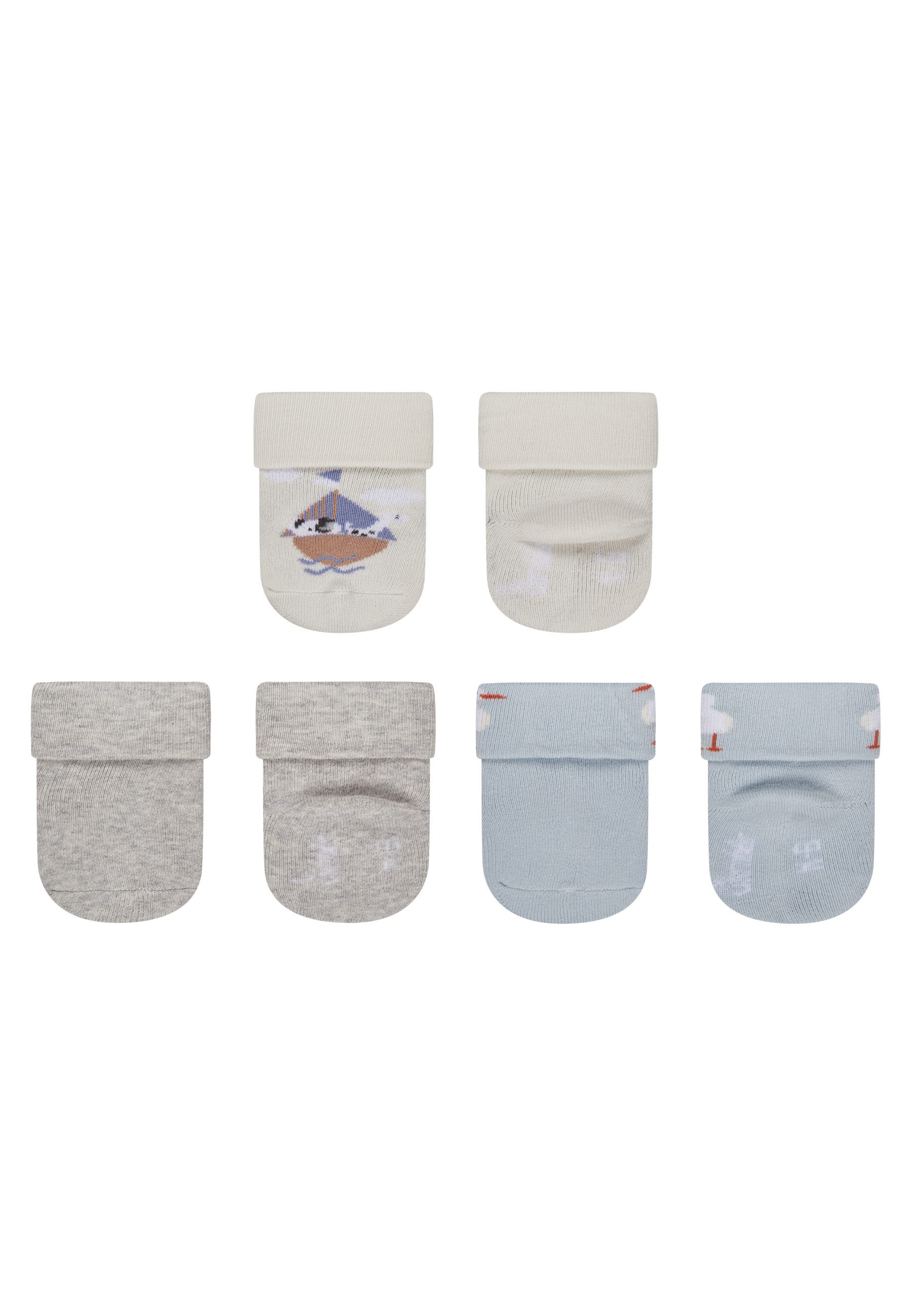 Sterntaler® Basicsocken Baby Socken 3er-Pack Schiff (3-Paar, 3er-Pack) Baby Socken 3er mit Umschlag, Innenfrottee, weich, warm, atmungsaktiv