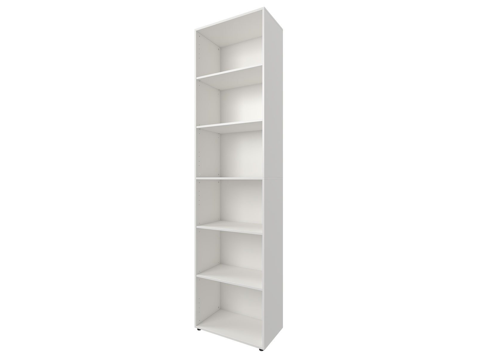 möbelando Aktenschrank Trio 6 zeitloses Regal aus Spanplatte in weiß mit 4 höhenverstellbaren Einlegeboden. Breite 57 cm, Höhe 226 cm, Tiefe 33 cm - Made in Germany Weiß | weiß