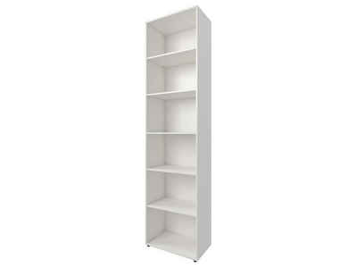 möbelando Aktenschrank Trio 6 zeitloses Regal aus Spanplatte in weiß mit 4 höhenverstellbaren Einlegeboden. Breite 57 cm, Höhe 226 cm, Tiefe 33 cm - Made in Germany