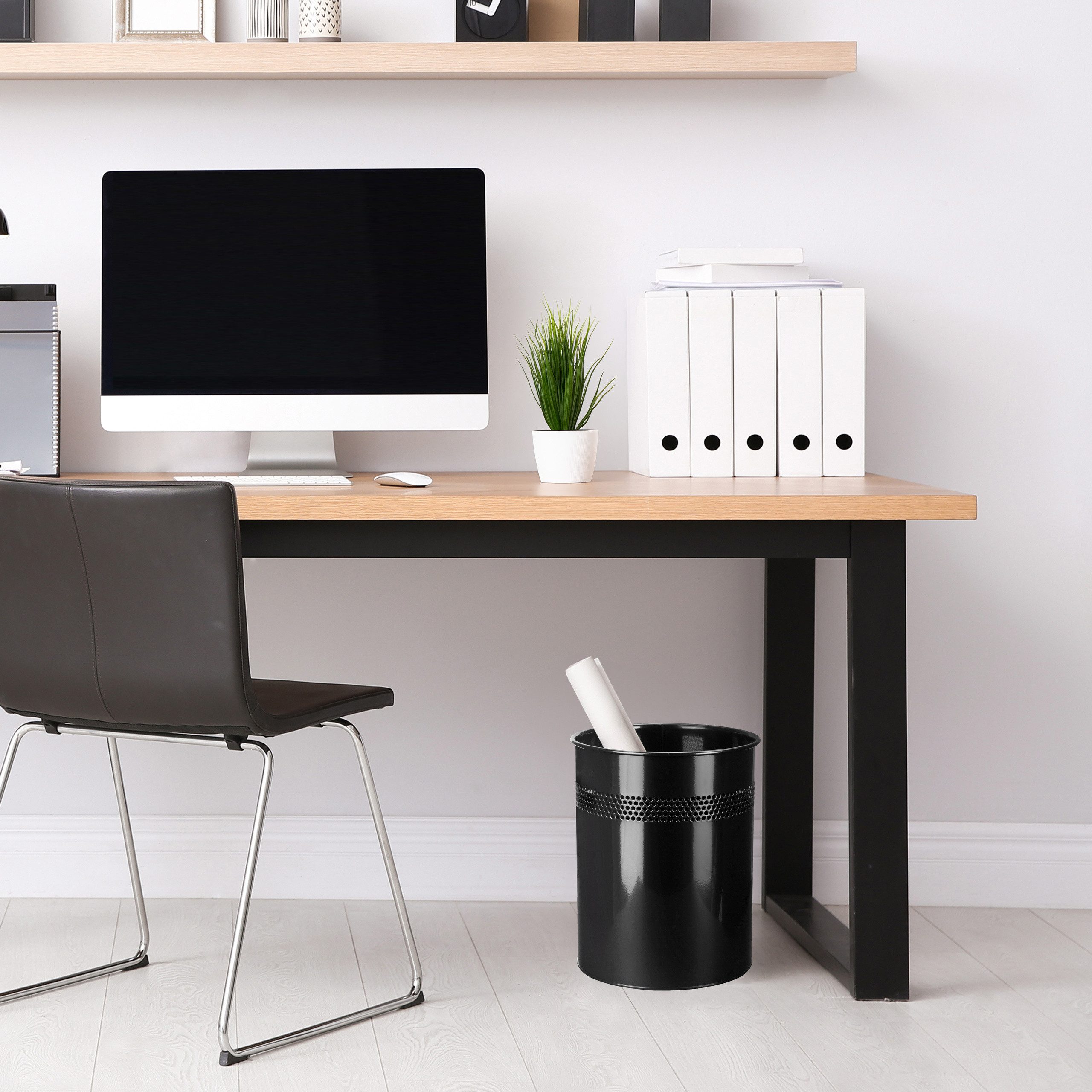 hjh OFFICE Mülleimer Mülleimer CLEAN III Stahlblech, 15 Liter Papierkorb Abfalleimer offen