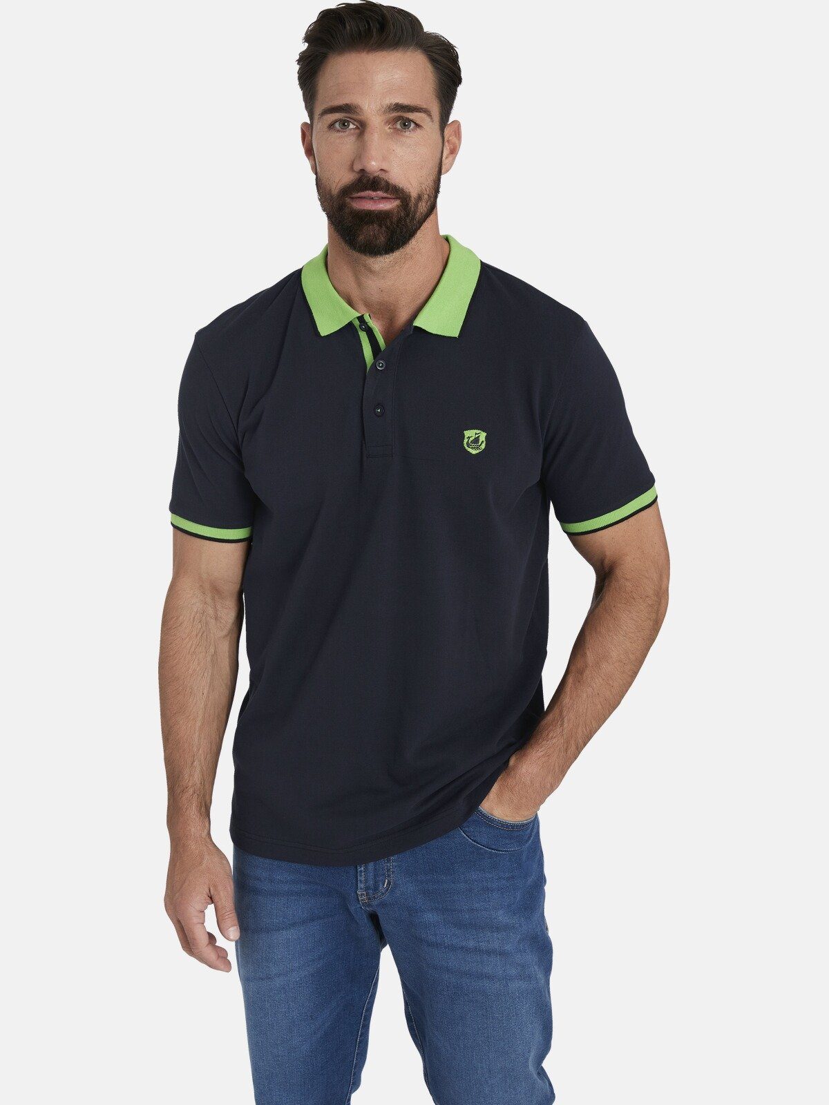 Jan Vanderstorm Poloshirt LAVRANS aus luftigem günstig online kaufen