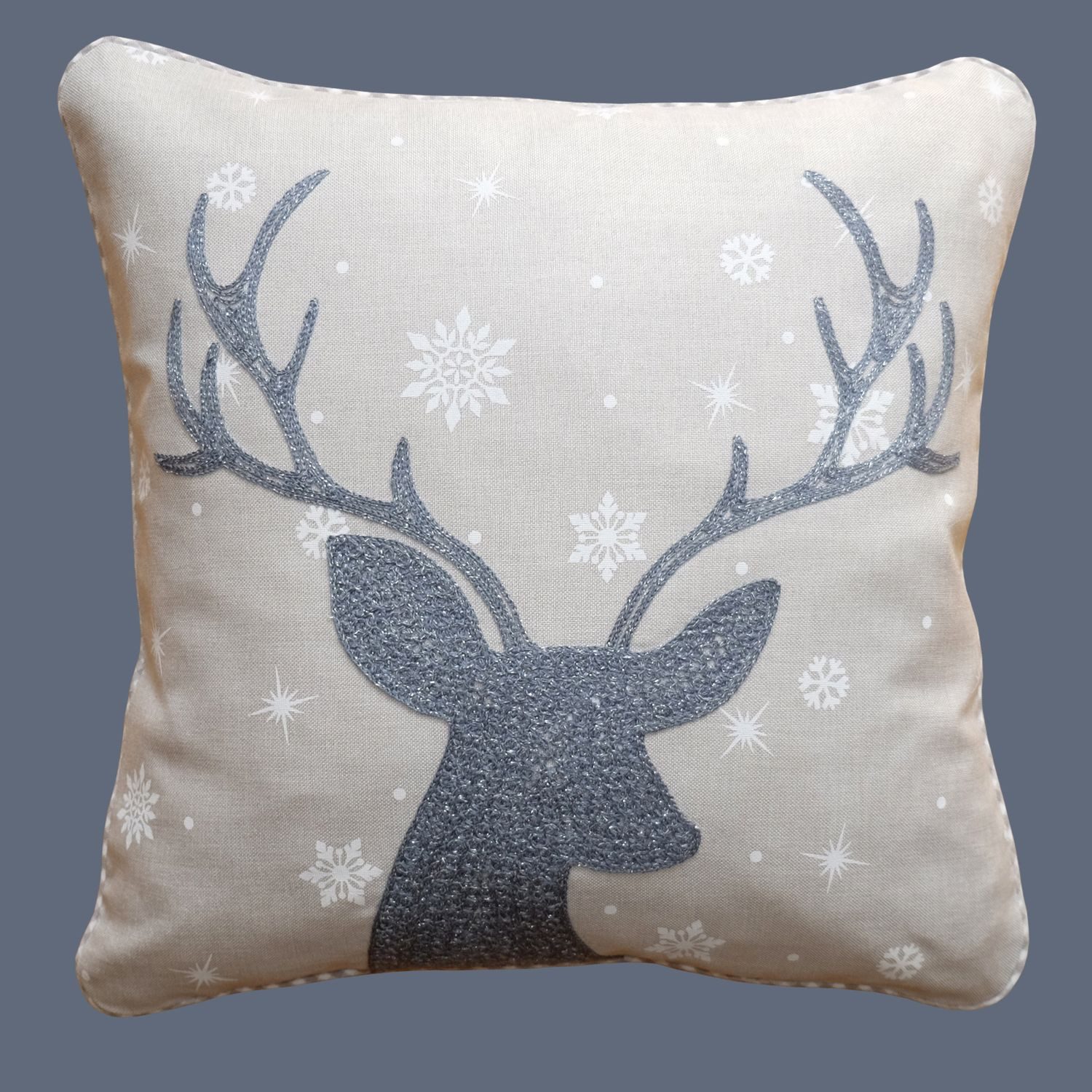 texpot Kissenhülle Kissenbezug Stickerei Hirsch Winter günstig online kaufen