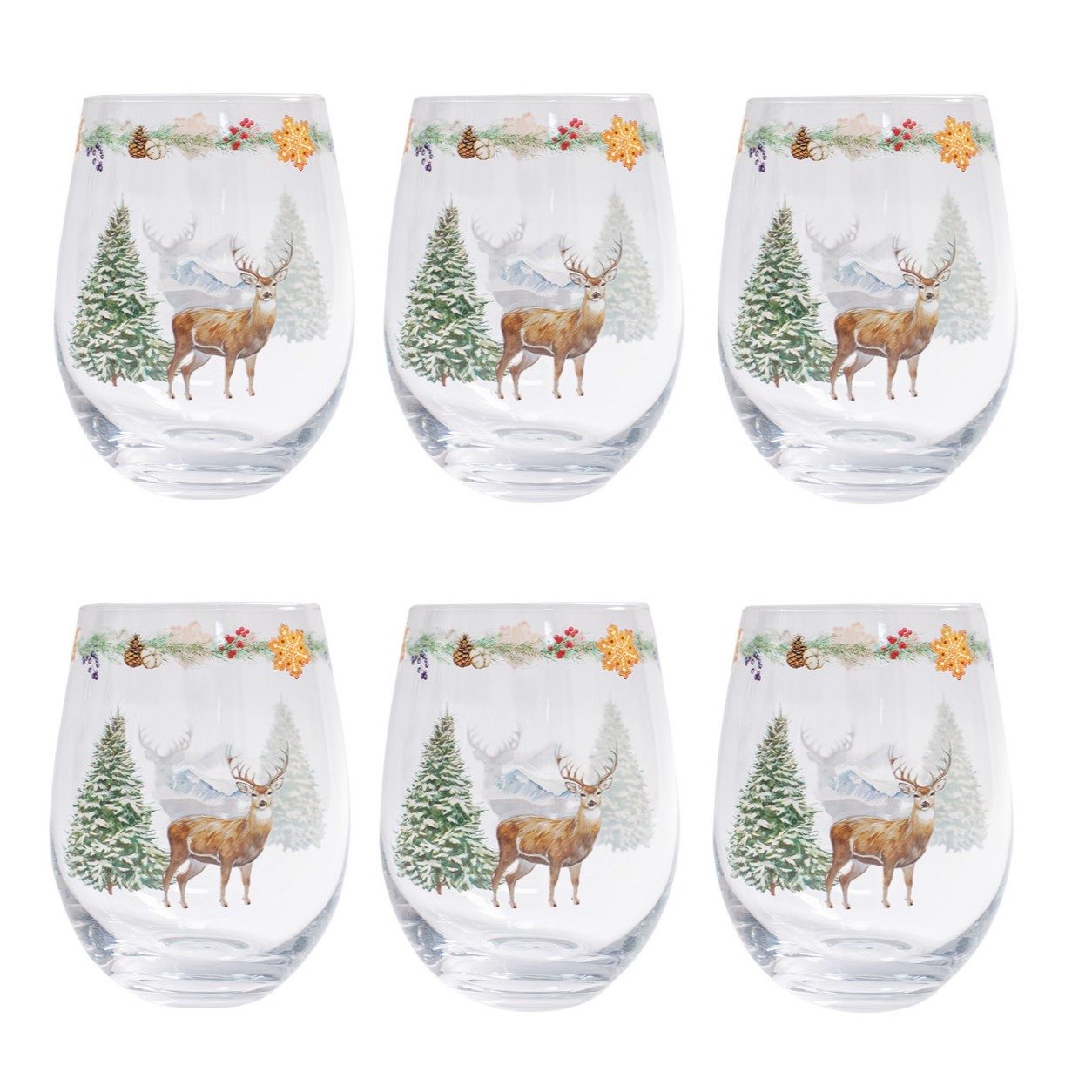 EasyLife Стекло-Set White Forest, Glas, Handwäsche Empfohlen, Transparent, Motiv: Winterwald