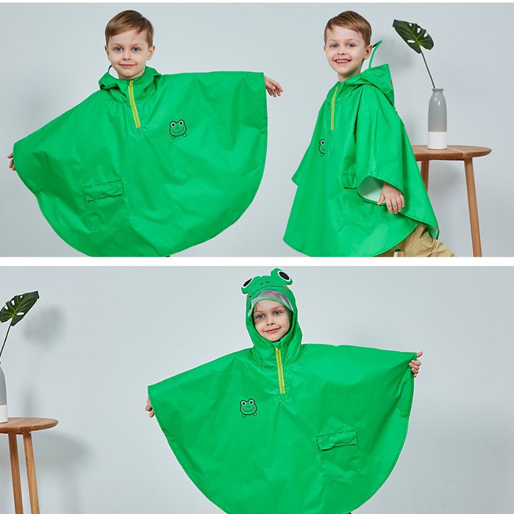 Cape Kinder GelldG für Wasserdicht Poncho Impermeable Regenjacke Regenmantel Grün(L) winddicht