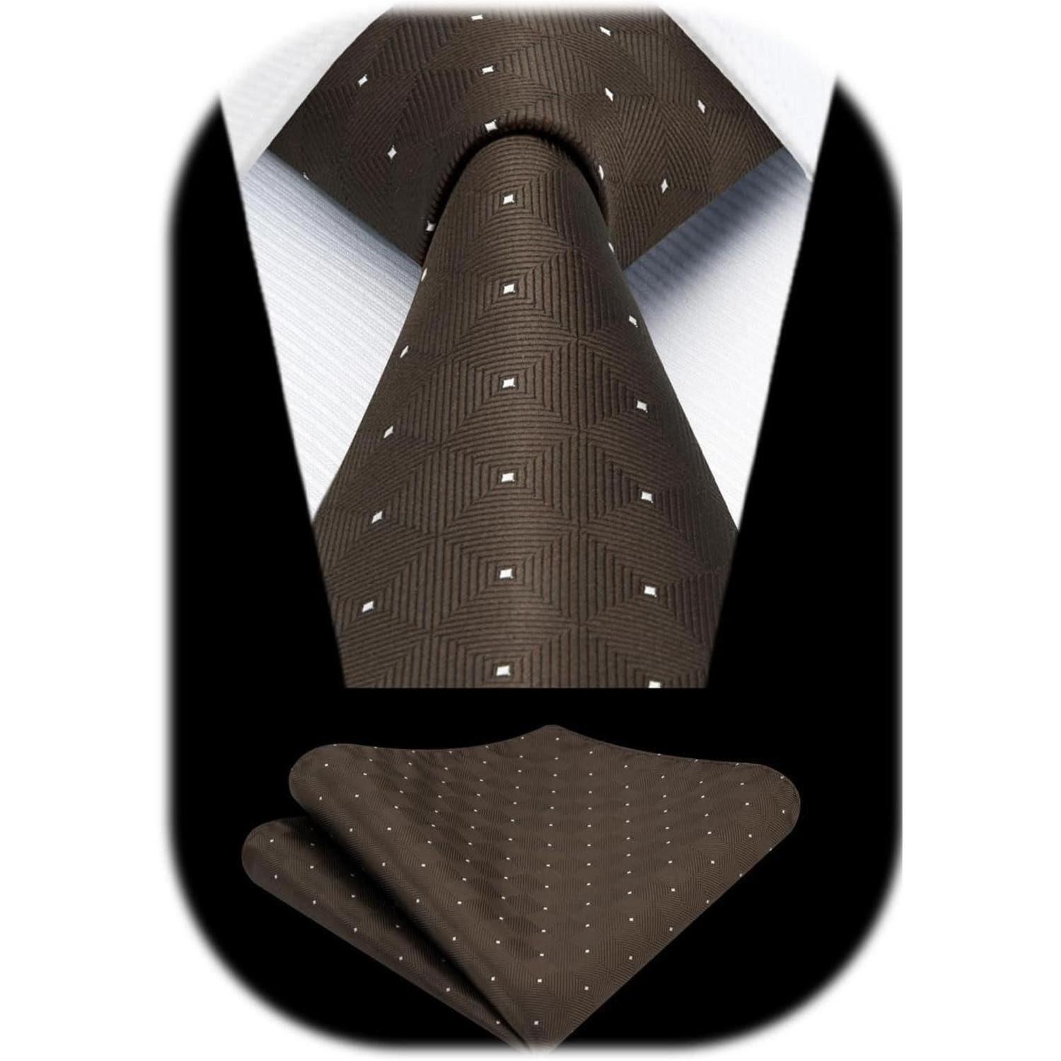 LuxusKollektion Krawatte Krawatte Herren Hochzeit Plaid Einstecktuch Business Set Braun