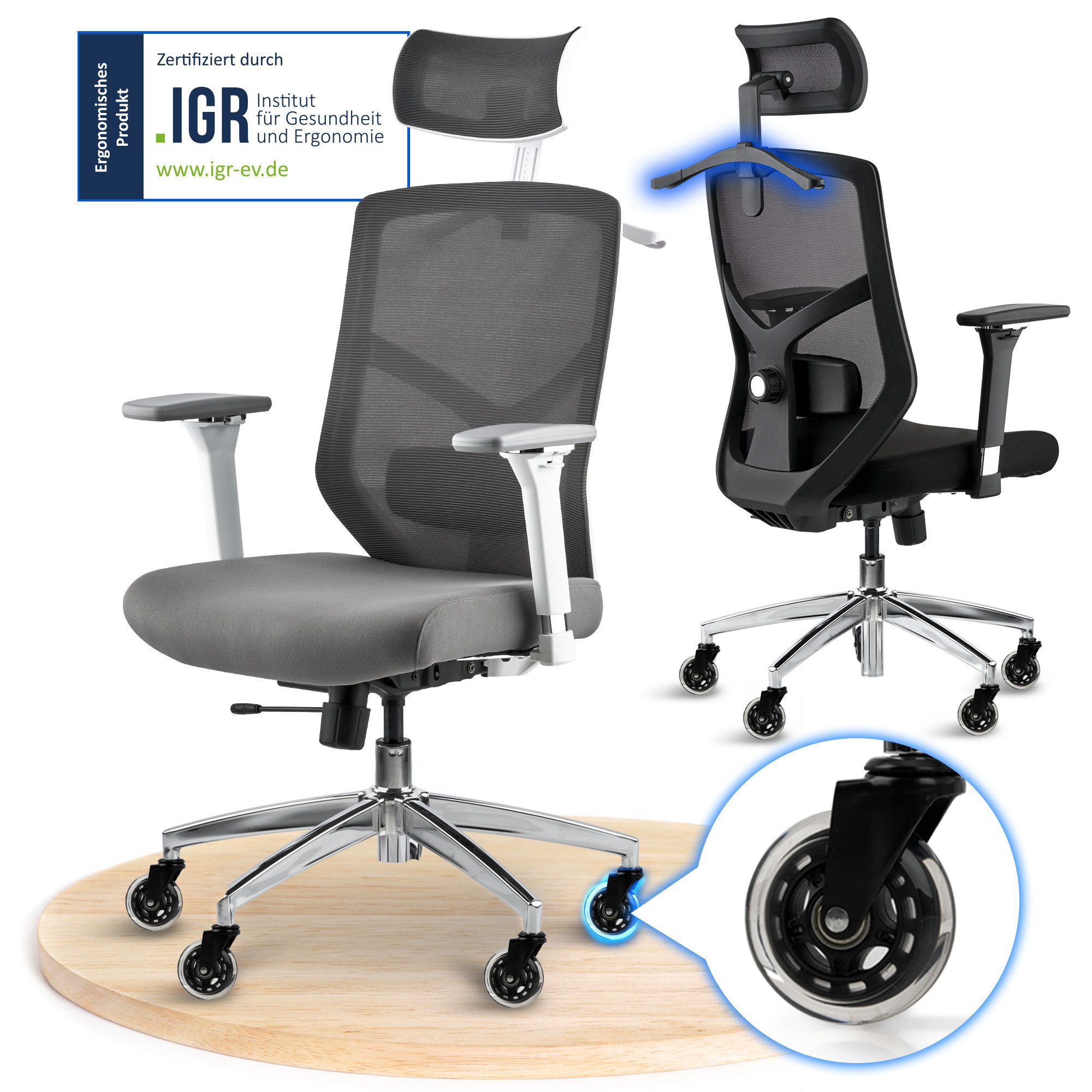 ELITESEATS Bürostuhl Ergonomisch [TESTSIEGER] Kratzerfreie Rollen Atmungsak günstig online kaufen