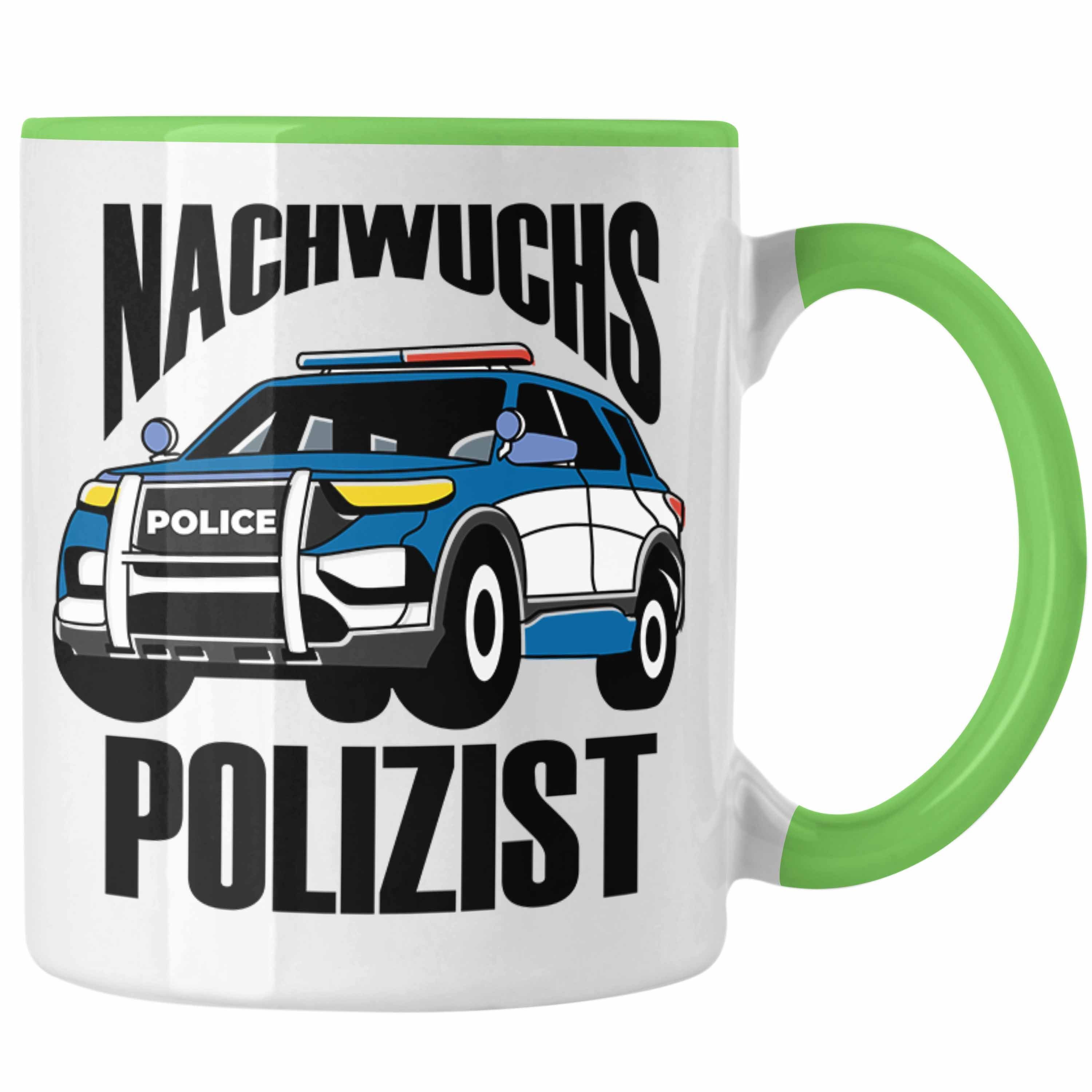 Trendation Tasse Einschulung Tasse für Jungs - "Nachwuchs Polizist" Geschenk kleine Sch Grün
