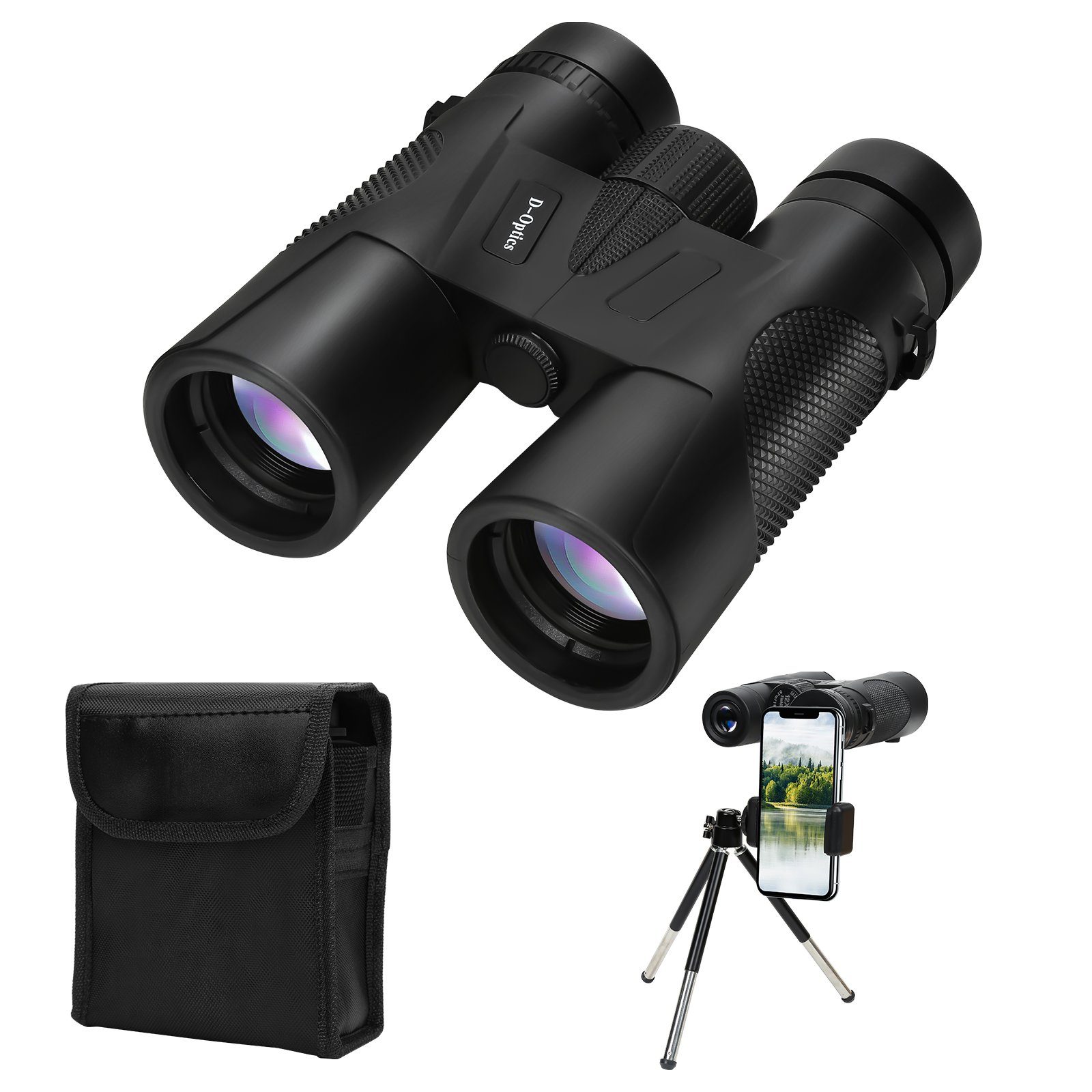 Clanmacy Fernglas 12x42 HD Kompakte BAK4 Ferngläser Binoculars wasserdicht  mit Handyhalter für Vogelbeobachtung Reisen Fernglas