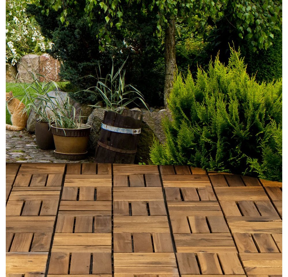 Thumbnail - etc-shop Holzfliesen, Holzfliese Akazie 30 x 30 Klickfliesen Balkon Terrassenfliesen Holz