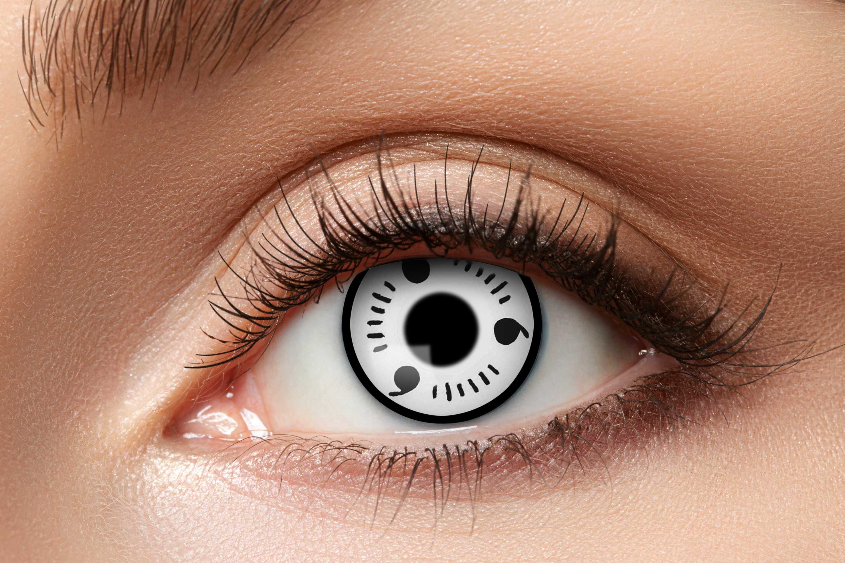 Eyecatcher Farblinsen Zoelibat Eyecatcher Wochen-Kontaktlinsen White Itachi Wochenlinse, auffällige Farben für Horror, Gothic, Fantasy, Cosplay Fans