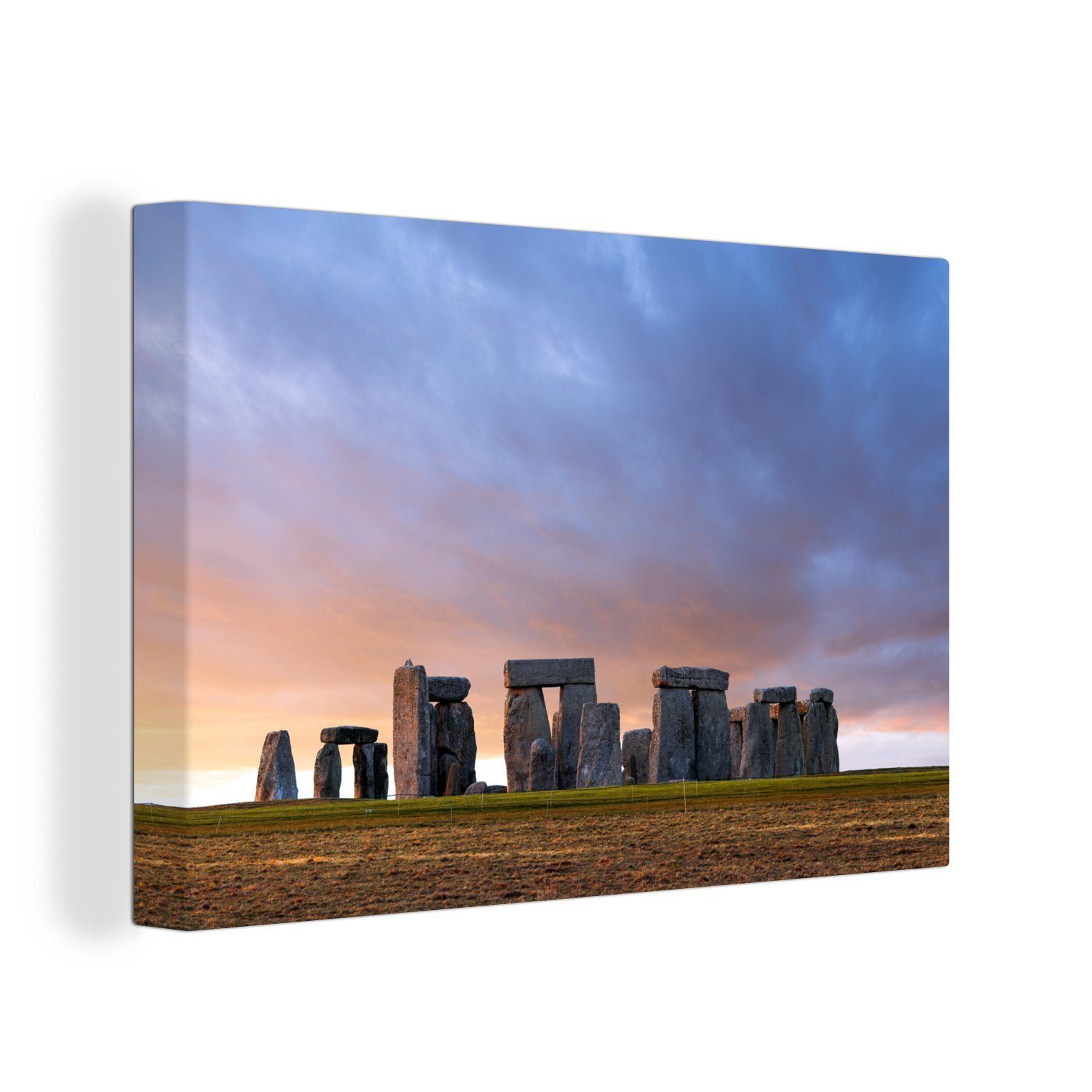 OneMillionCanvasses® Leinwandbild Einzigartiger lila Wandbild Aufhängefertig, Stonehenge über St), (1 cm Himmel Leinwandbilder, in England, Wanddeko, 30x20