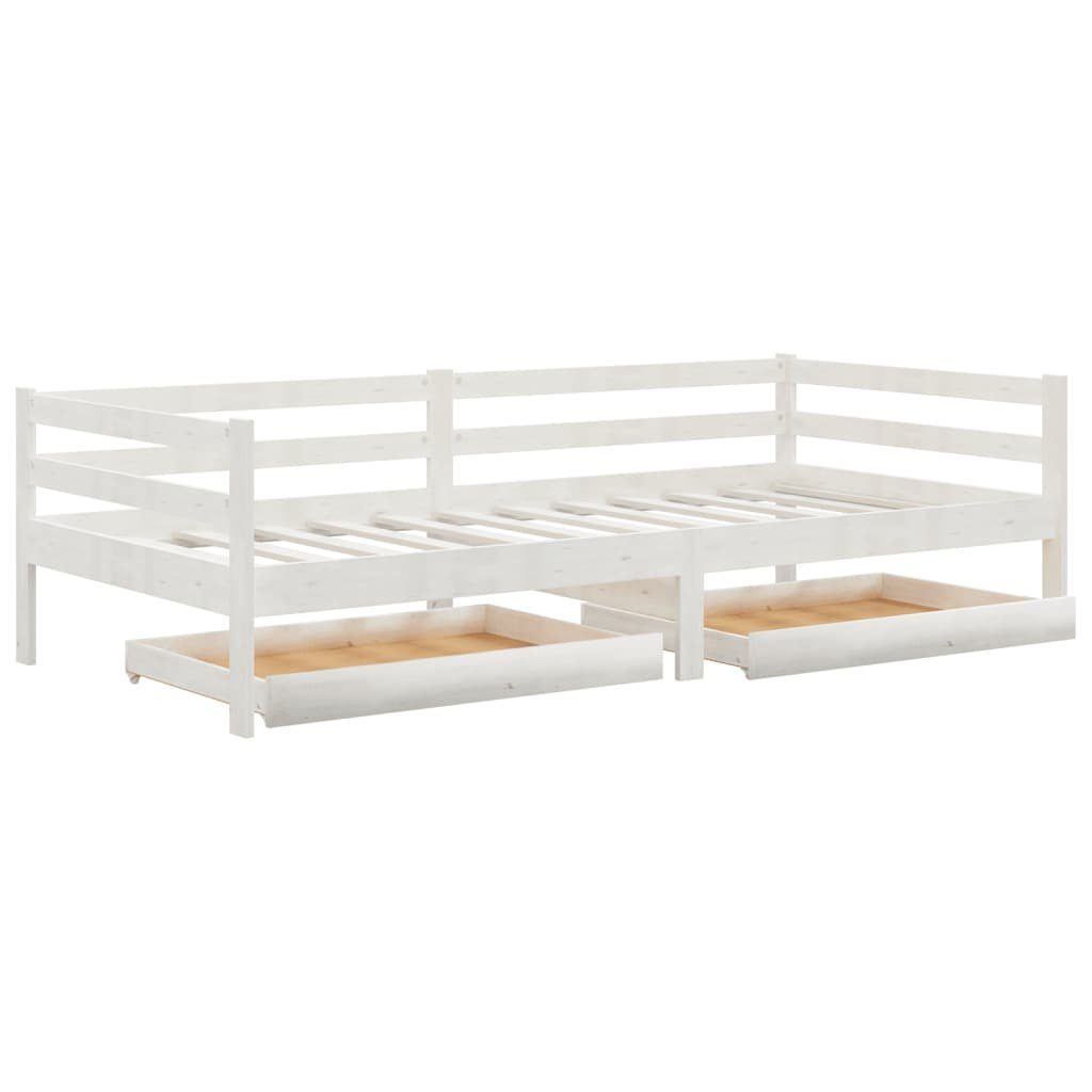 vidaXL Bett Tagesbett mit Schubladen Weiß 90x200 cm Massives Kiefernholz
