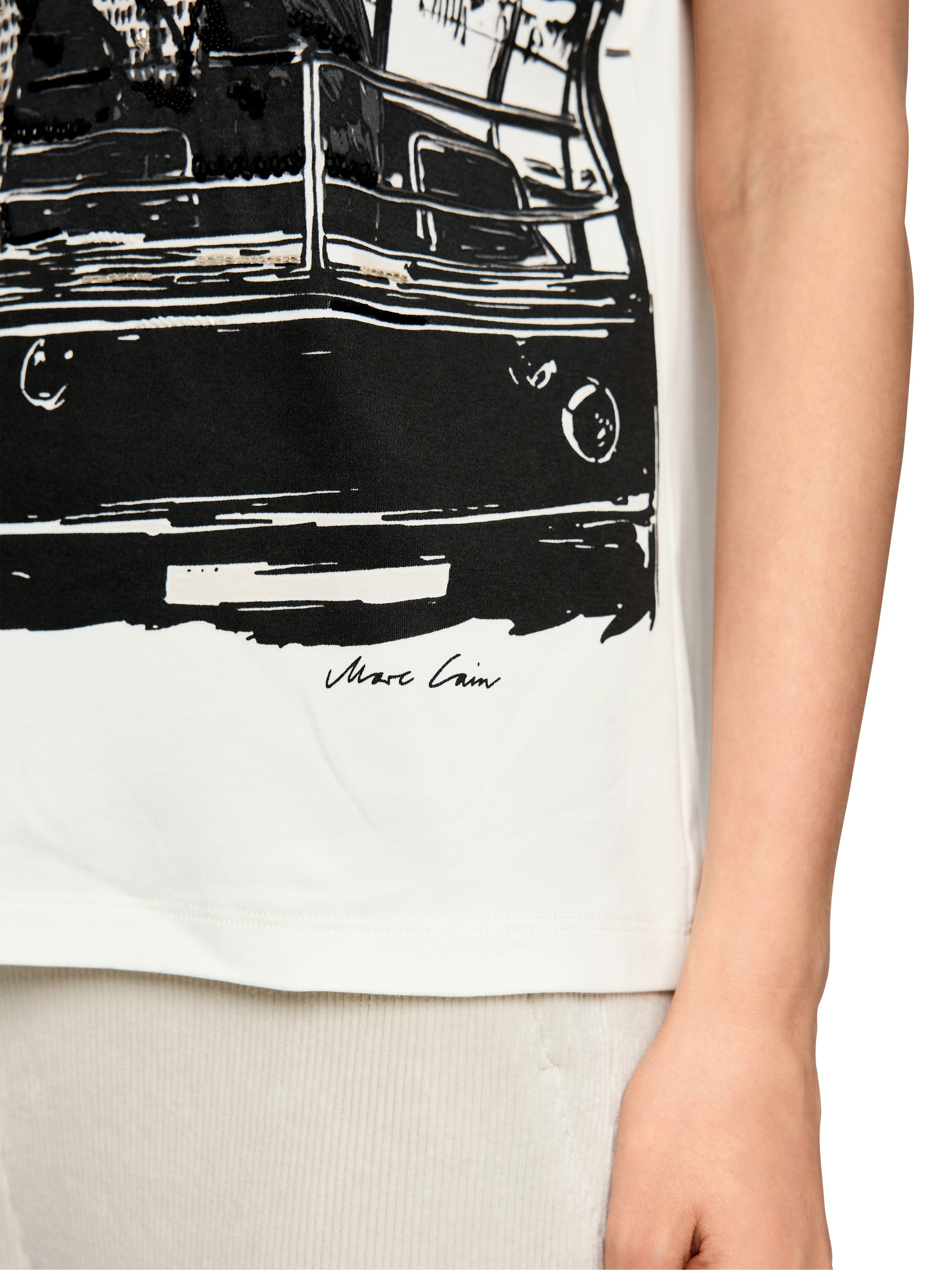 Marc Cain T-Shirt City Tours Premium Damenmode mit Panther-Print und aufges günstig online kaufen