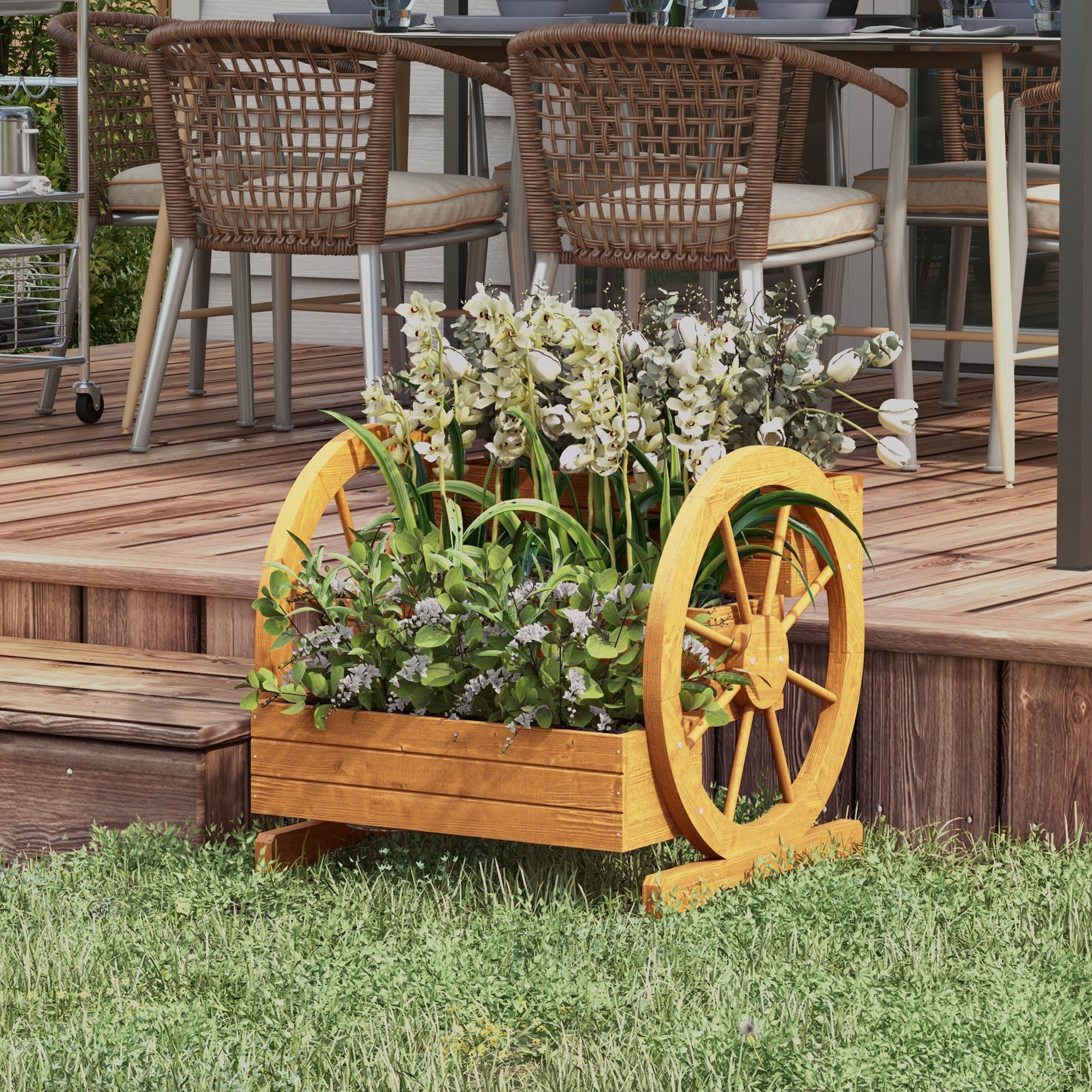 Outsunny Hochbeet Blumenkasten Holz mit 3 günstig online kaufen