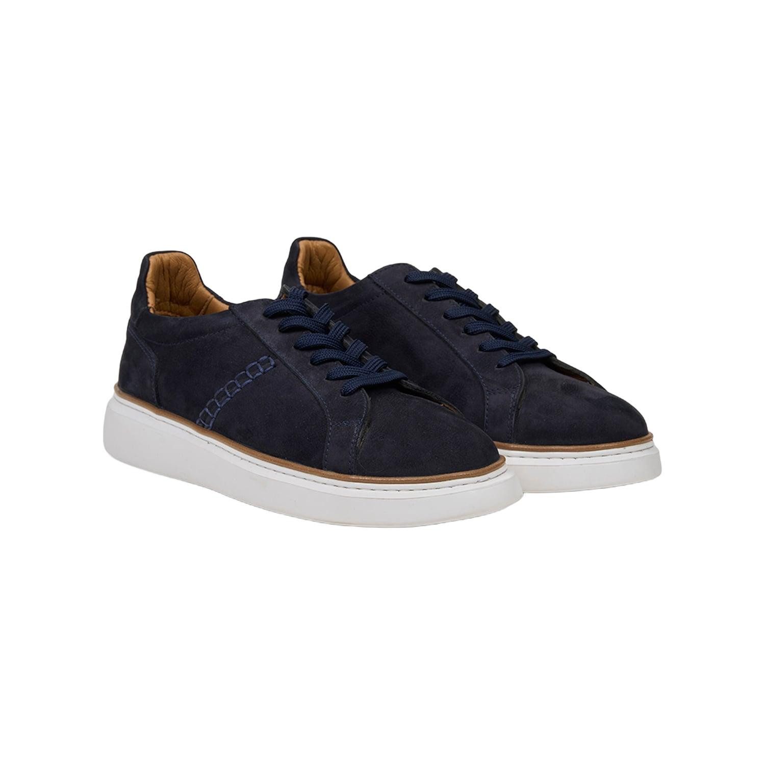 Desa DESA Herren-Sneaker aus Wildleder mit Schnürung und weißer Sohle Sneaker