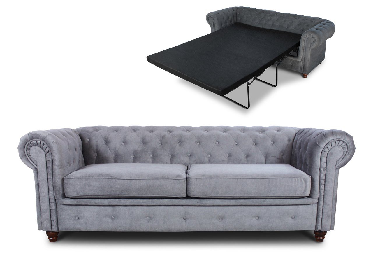 3 Sofnet Chesterfield mit Sofagarnitur, Sofa 3-er, Asti Bettsofa Schlafsofa Schlaffunktion, Bis,