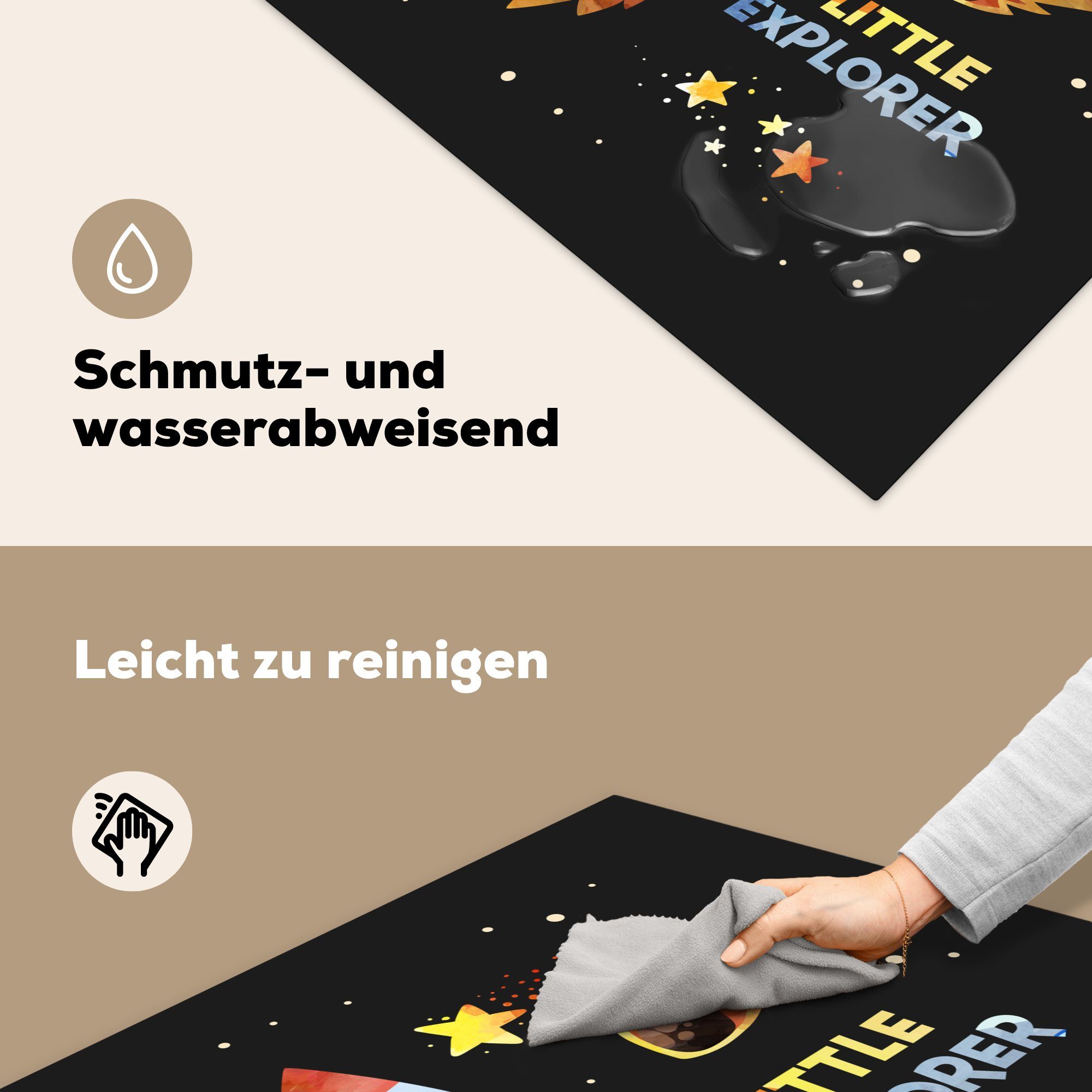 - cm, Zitate - Entdecker' (1 für Arbeitsplatte 78x78 Vinyl, Jungen Sprichwörter Weltraum Ceranfeldabdeckung, - tlg), Herdblende-/Abdeckplatte küche -, 'Kleiner - MuchoWow