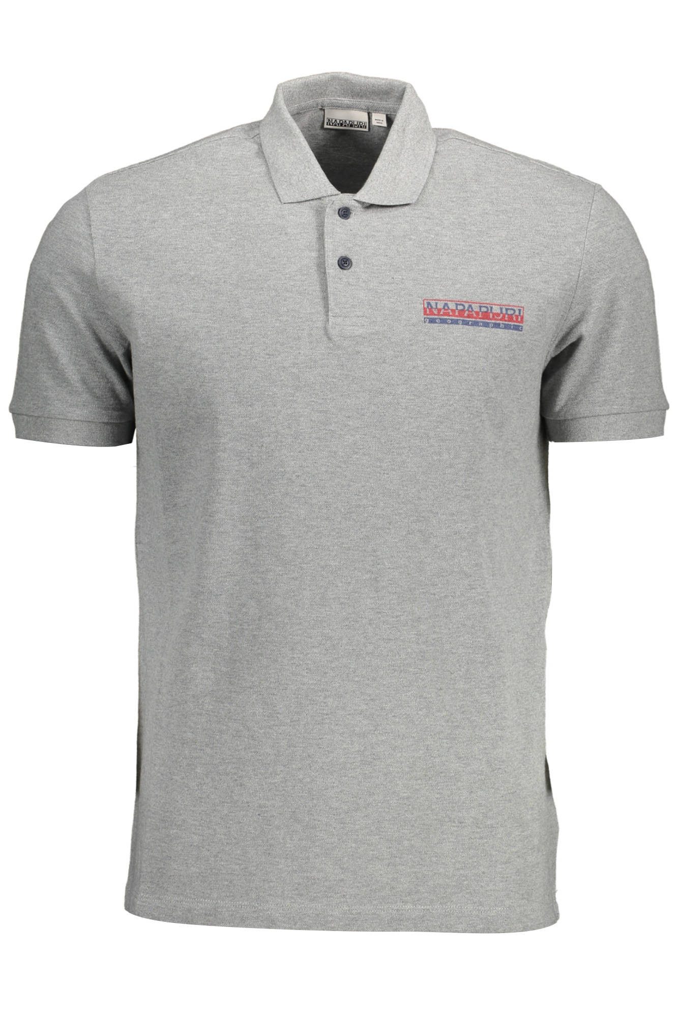 Napapijri Poloshirt Herren Grau Kurzarm-Polohemd mit Druck & Logo -
