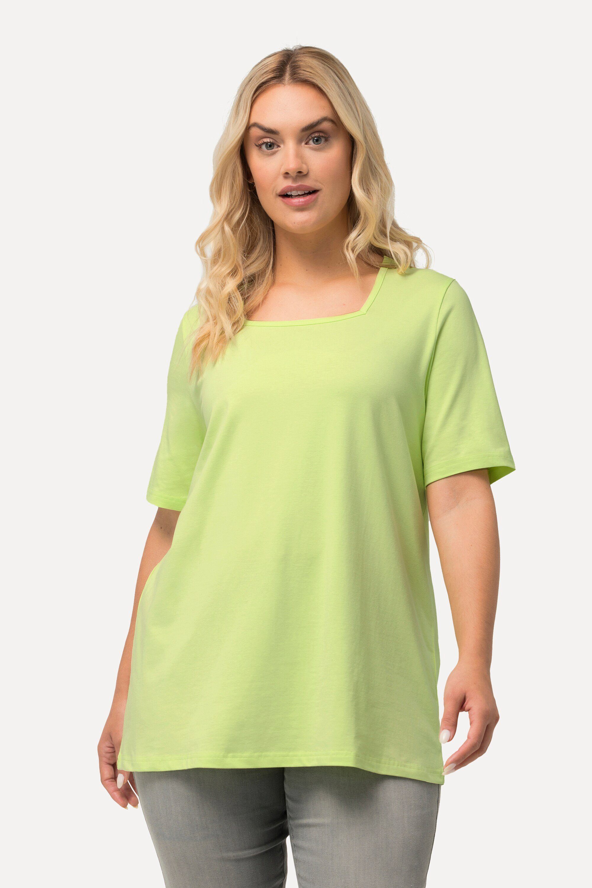 Ulla Popken T-Shirt T-Shirt A-Linie Carré-Ausschnitt günstig online kaufen