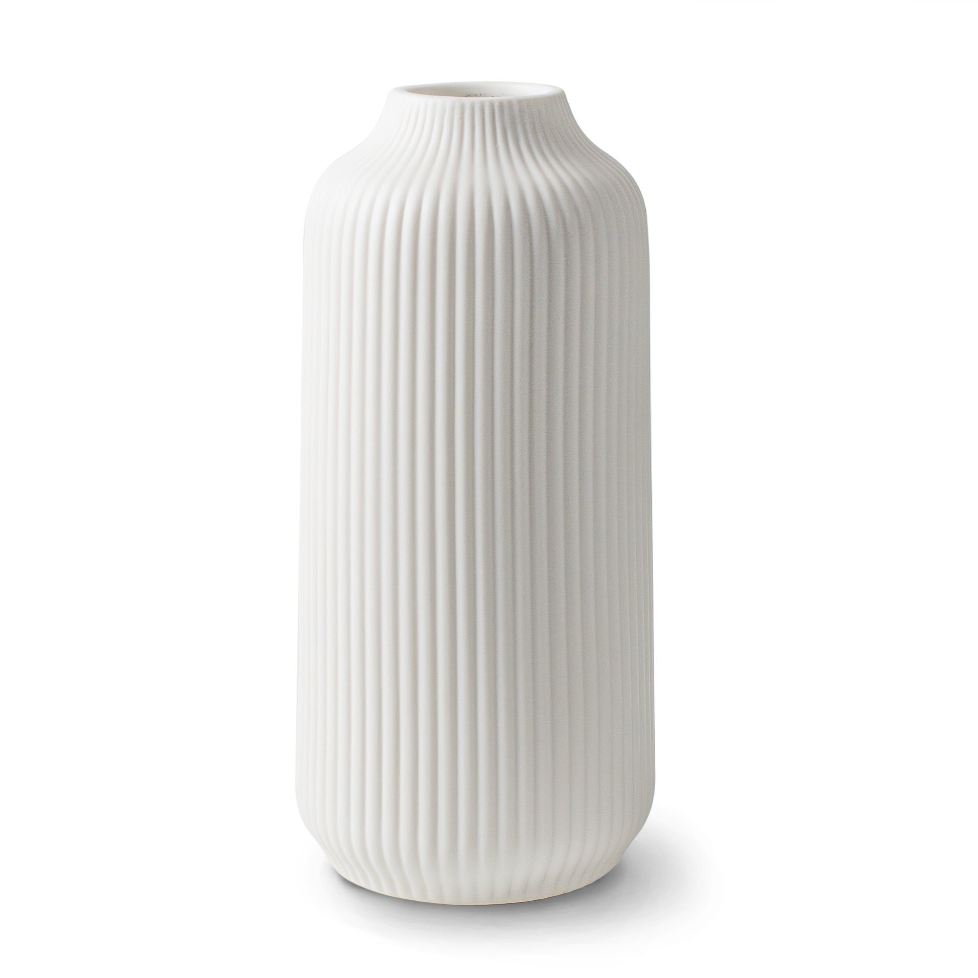 Tischvase Keramik Vase mit Rillen - für Pampasgras und Blumen