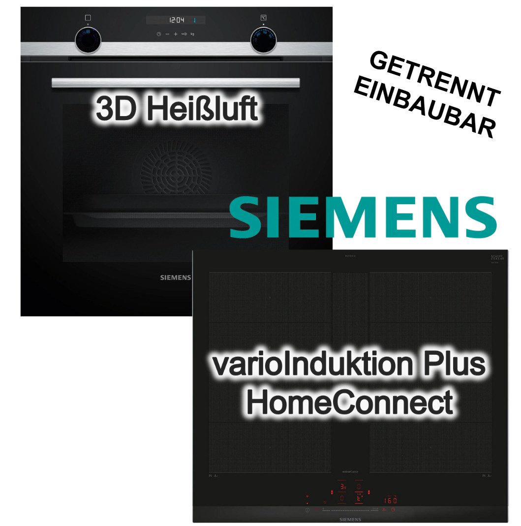 SIEMENS Backofen-Set Backofen 3DHeißluft Hydrolyse+ Induktionsfeld flex Zonen PowerBoost, Hydrolyse