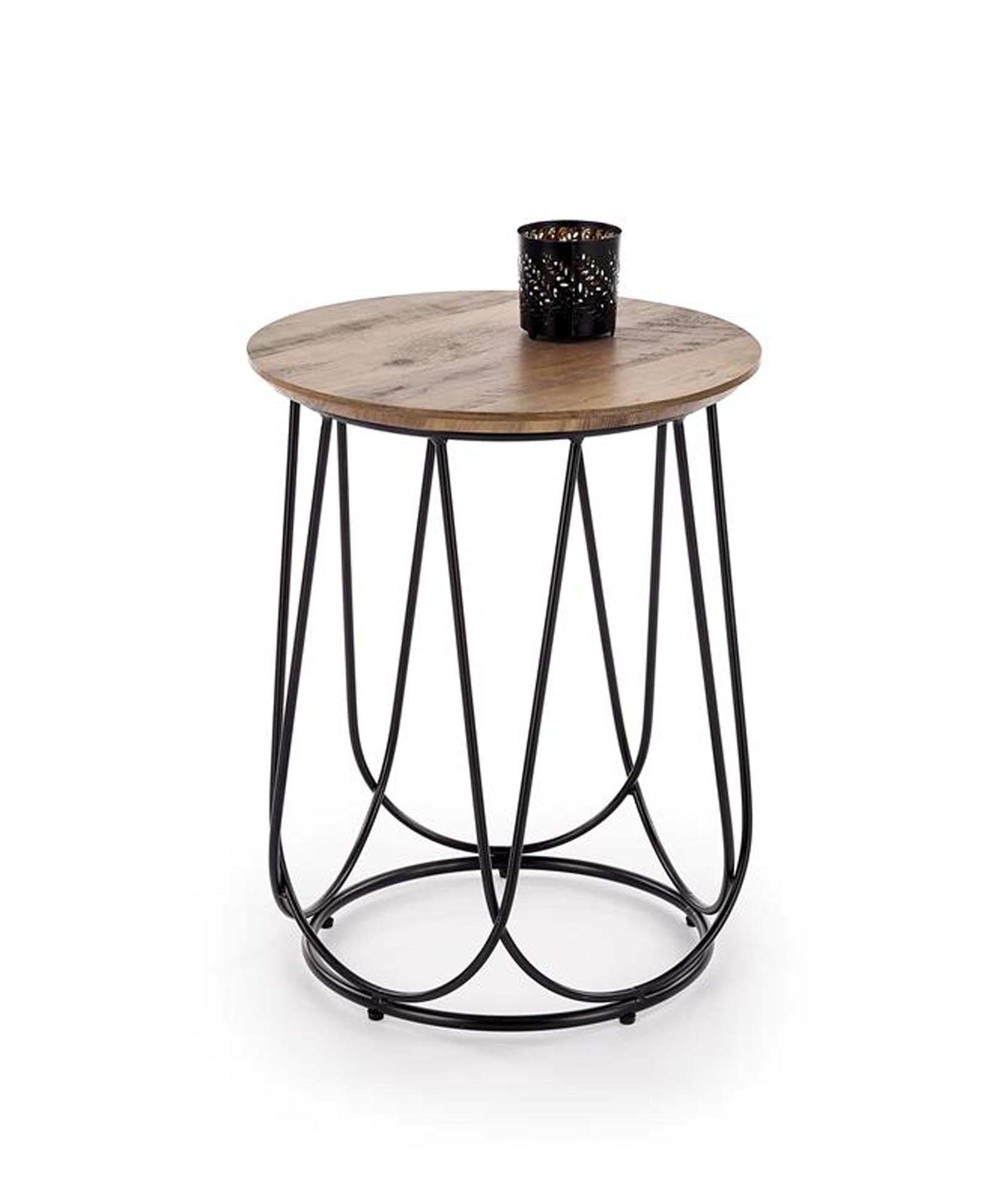 Cosy Home Ideas Beistelltisch Beistelltisch rund Holzplatte braun Metallgestell schwarz (1 Stück, 1-St., 1 Stück), Breite 40 cm, Tischplatte pflegeleicht