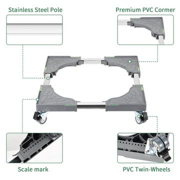 SEEZSSA Waschmaschinenuntergestell Untergestell für Waschmaschine,Verstellbare, Waschmaschinensockel mit 4 gepolsterten,Max 200KG,Grau