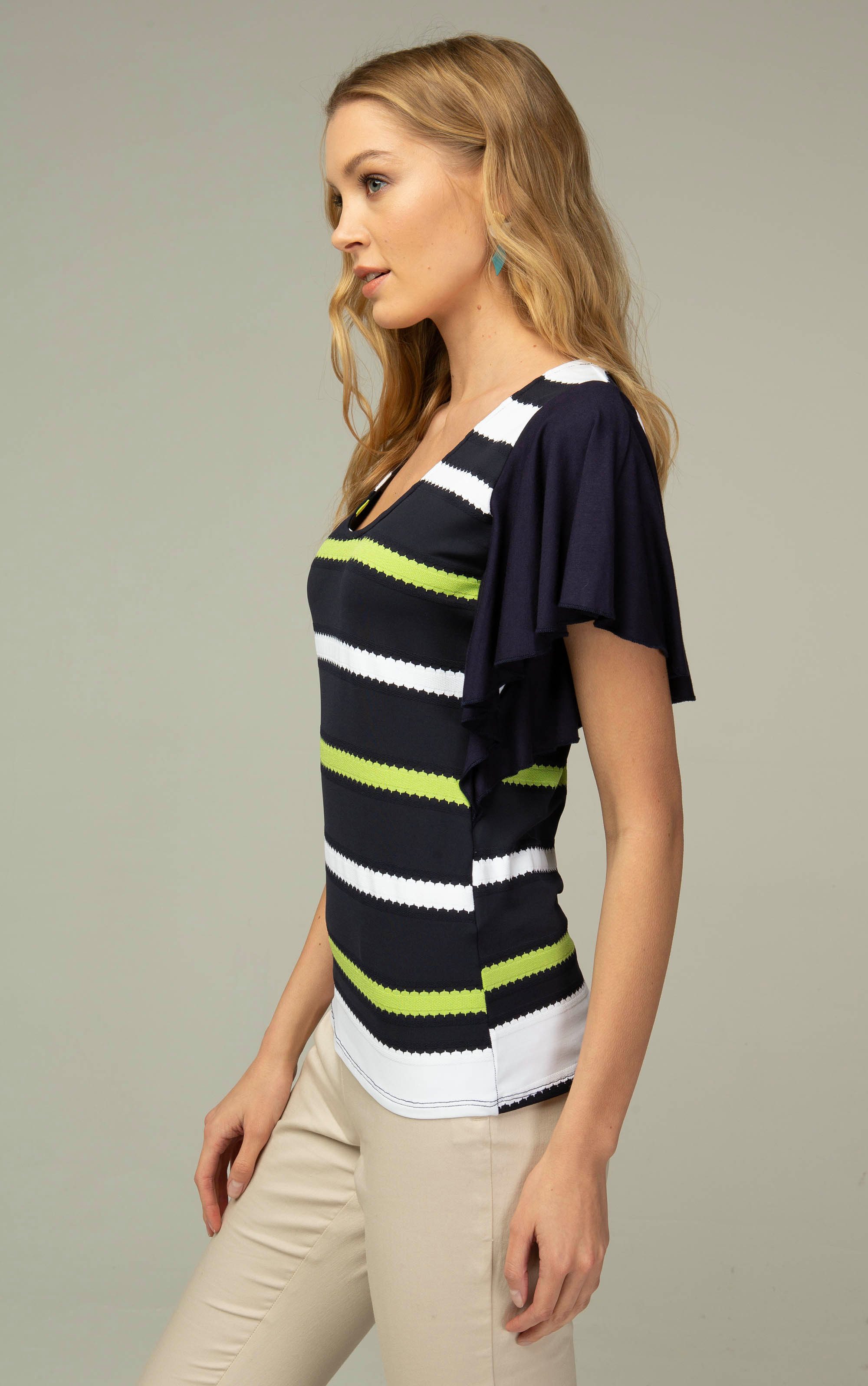 Passioni T-Shirt mit Chiffon-Flügelärmeln günstig online kaufen