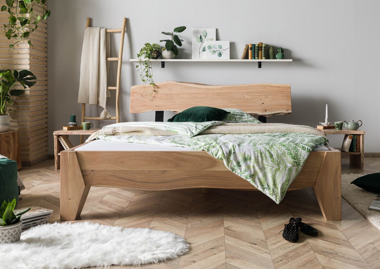 Massivmoebel24 Massivholzbett PURE ACACIA (Bett Akazie 180x200 Akazie natur lackiert PURE ACACIA #314), Bett Akazie 180x200 Akazie natur lackiert PURE ACACIA #314