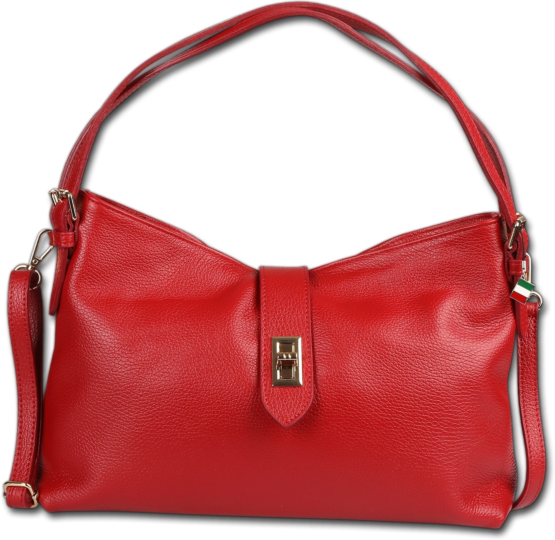 FLORENCE Schultertasche Florence Damen Schultertasche Leder (Schultertasche, Schultertasche), Damen Tasche Echtes Leder dunkelrot