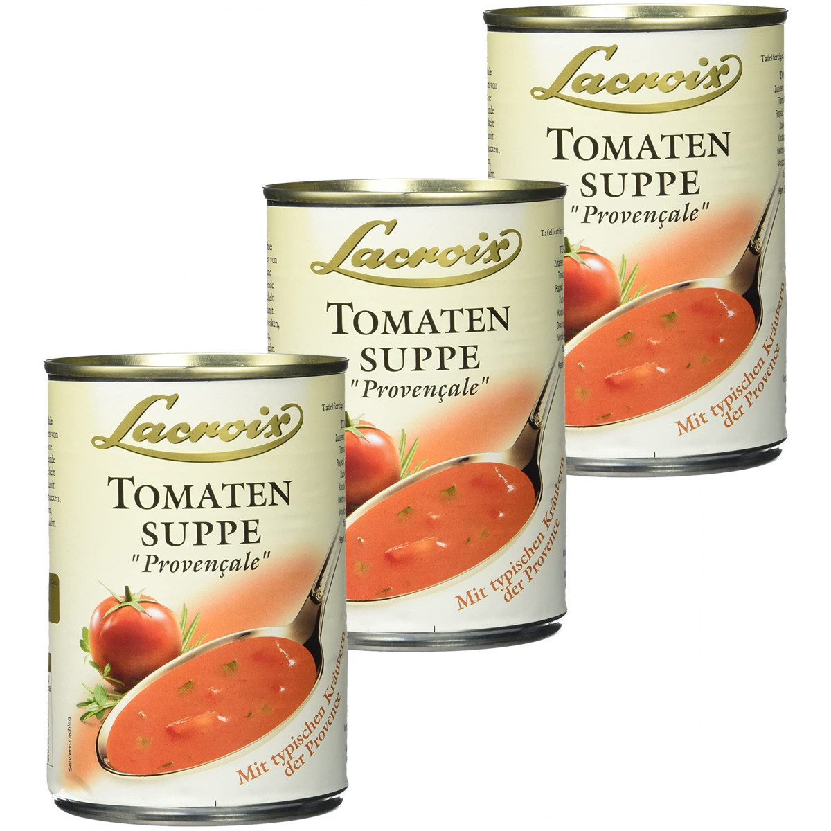 Lacroix Fertiggericht, Lacroix Tomaten Suppe cremig mit Kräutern der Provence 400ml 3er Pack