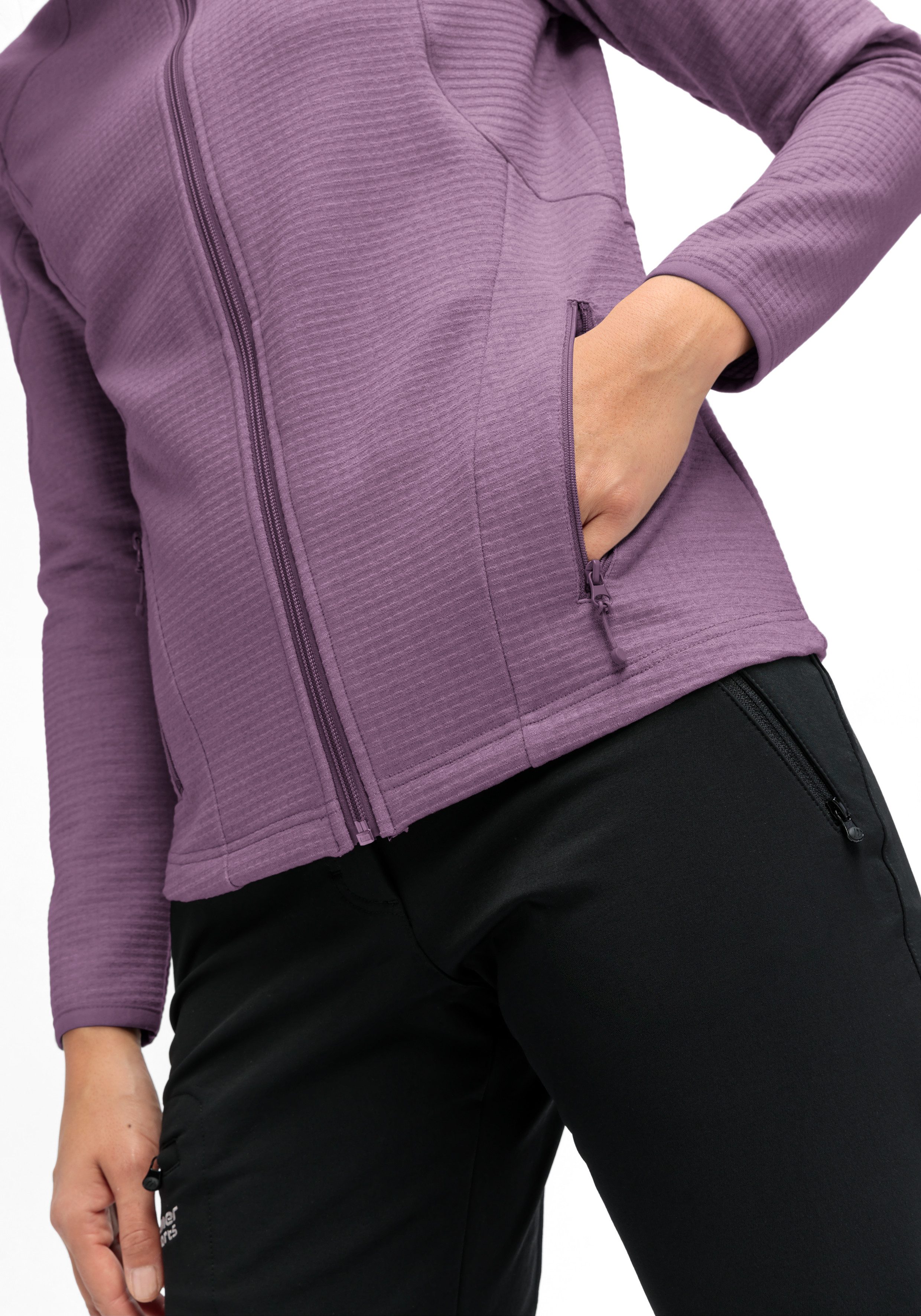 Maier Sports Fleecejacke Tesila Hood W Damen Midlayer, atmungsaktiv schnelltrocknend, Full-Zip, Regular fit