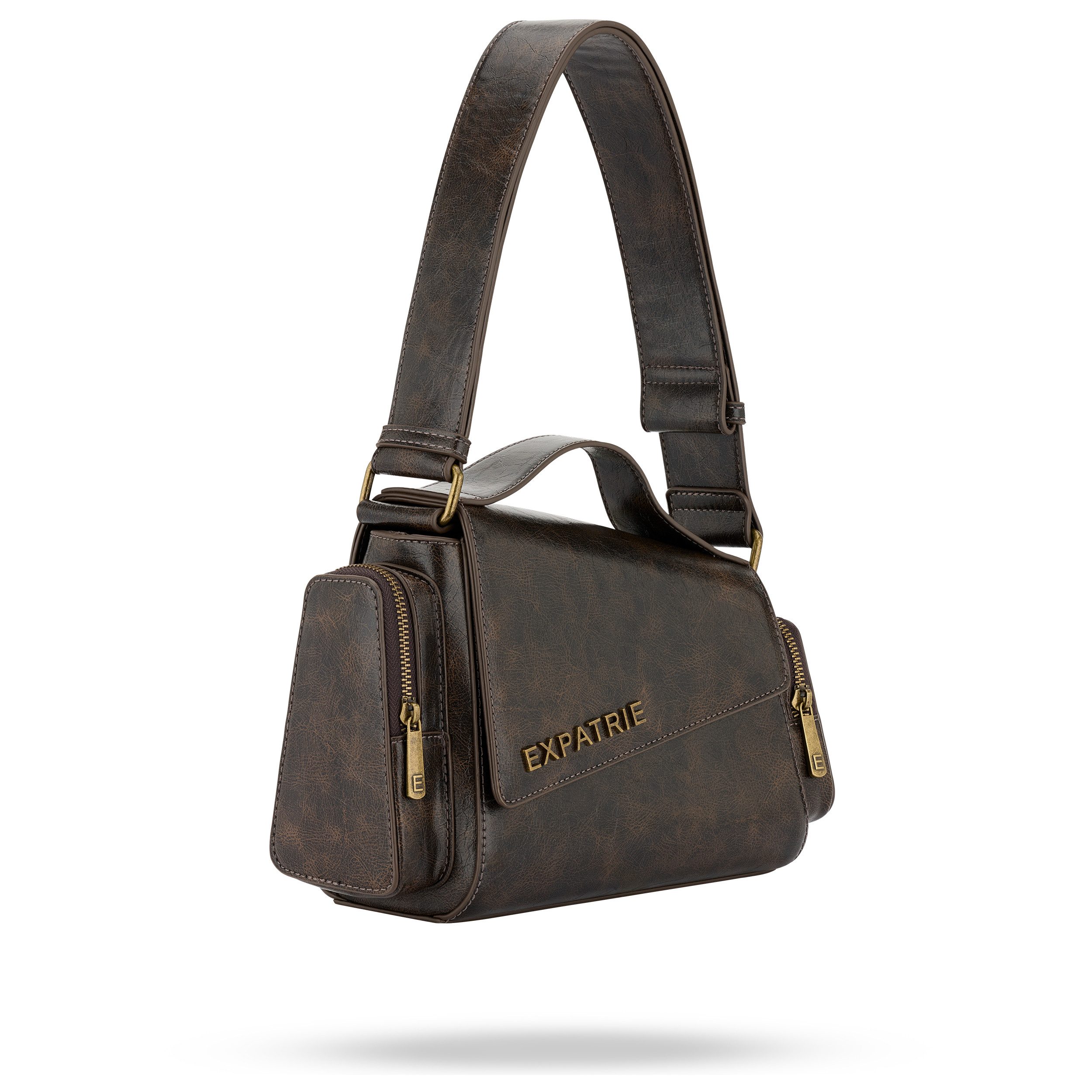 Expatrié Schultertasche Hunter Schultertasche für Damen Retro (1-tlg), Vintage Handtasche im asymmetrischen Design, wasserabweisend