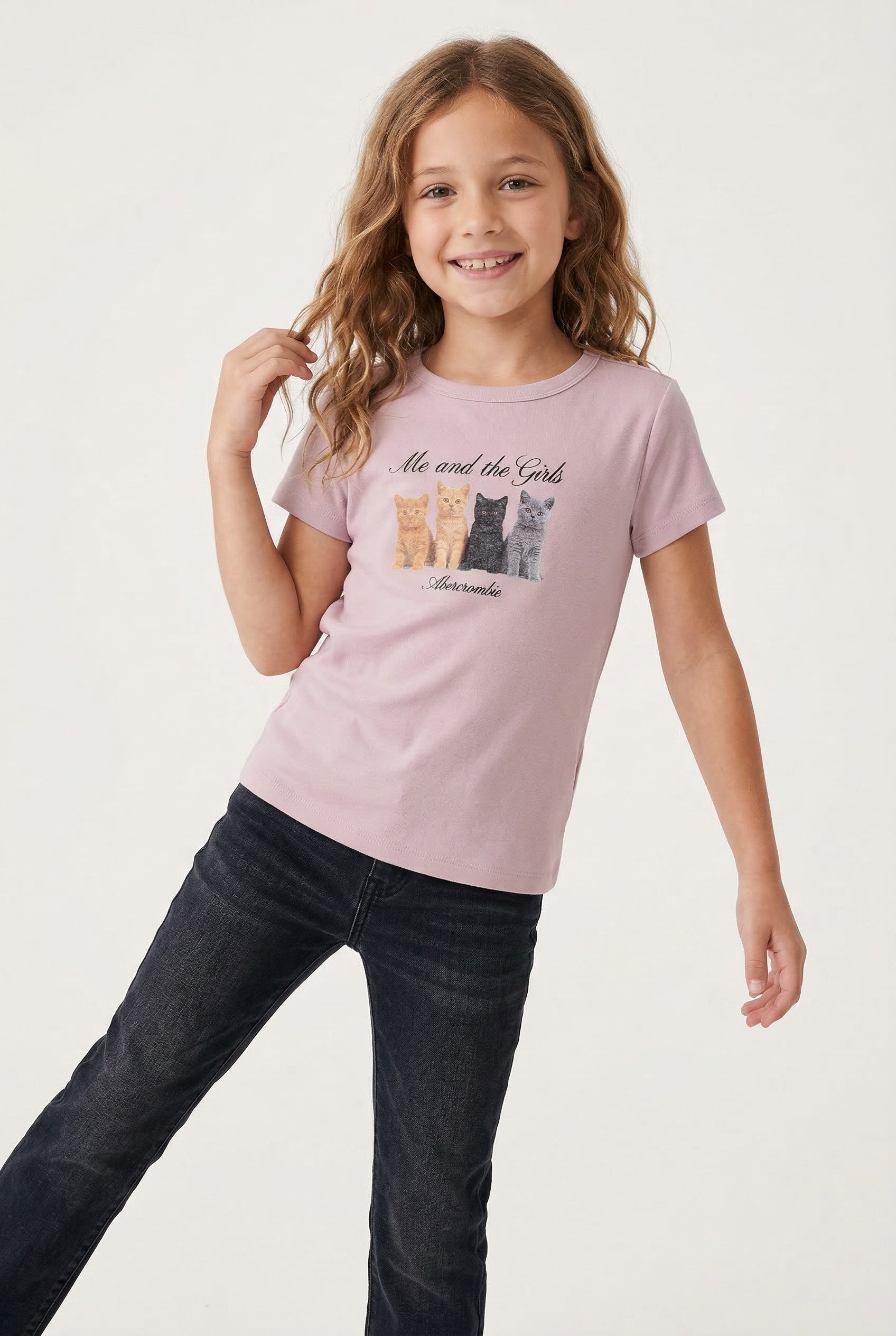 Abercrombie Kids T-Shirt AFG ME & THE GIRLS BABY TEE mit Katzen-Print, für Girls