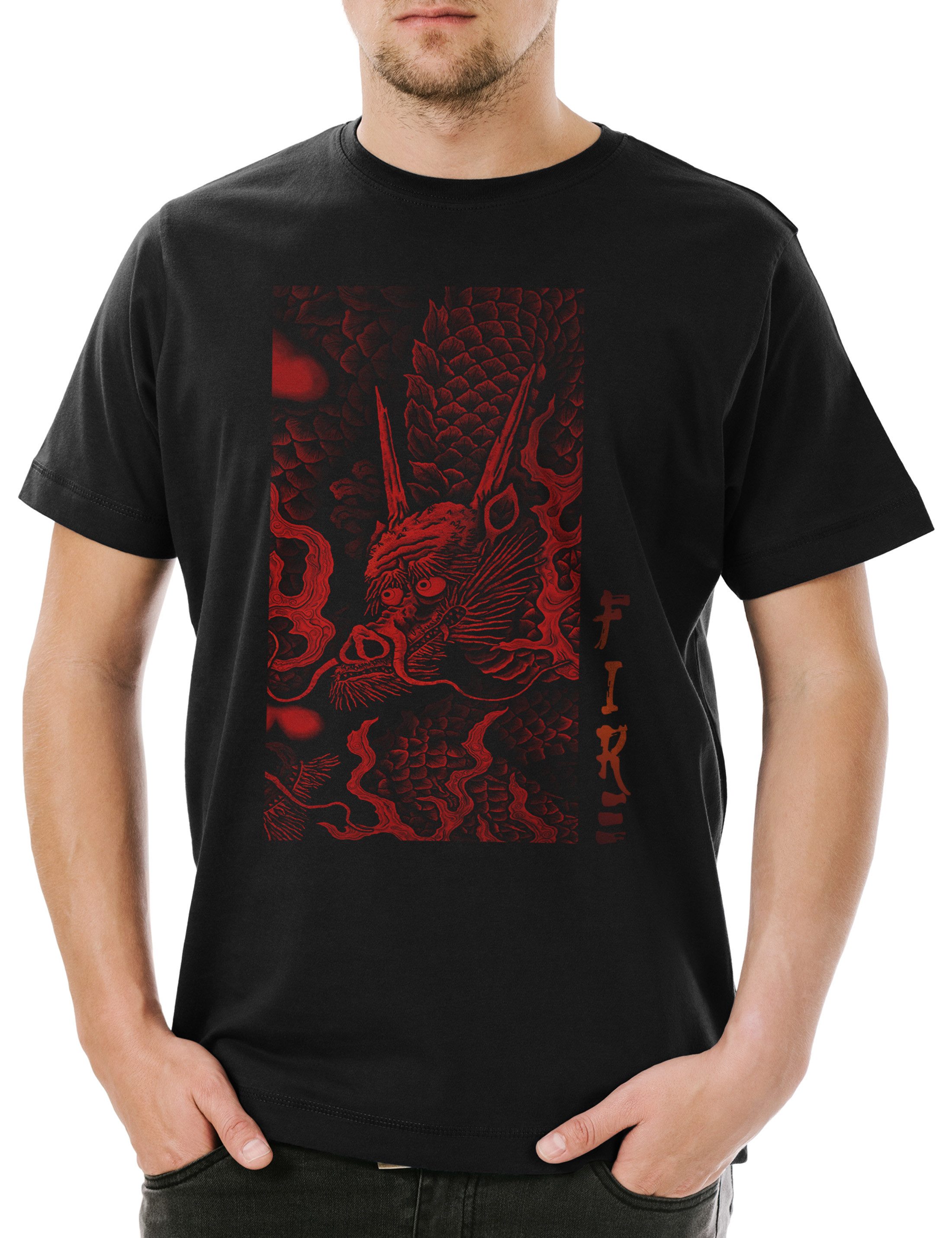 Urban Backwoods Print-Shirt Japanese Dragon II Herren T-Shirt China Drache Drachen Chinesischer (1-tlg) Tattoo Art Japan japanisch