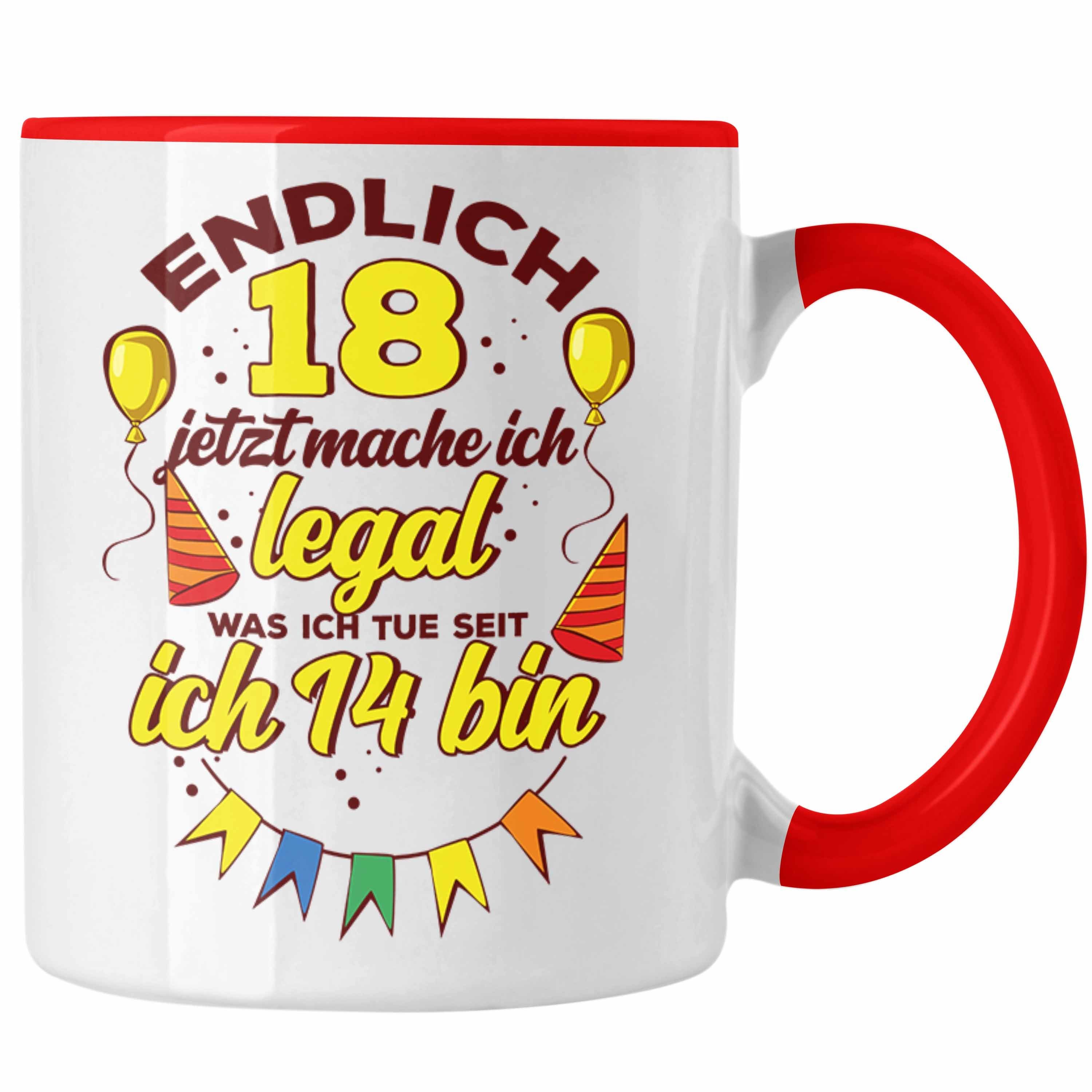 Trendation Tasse Lustige Tasse zum 18. Geburtstag witziges Geschenk 18er Geburtstag Rot