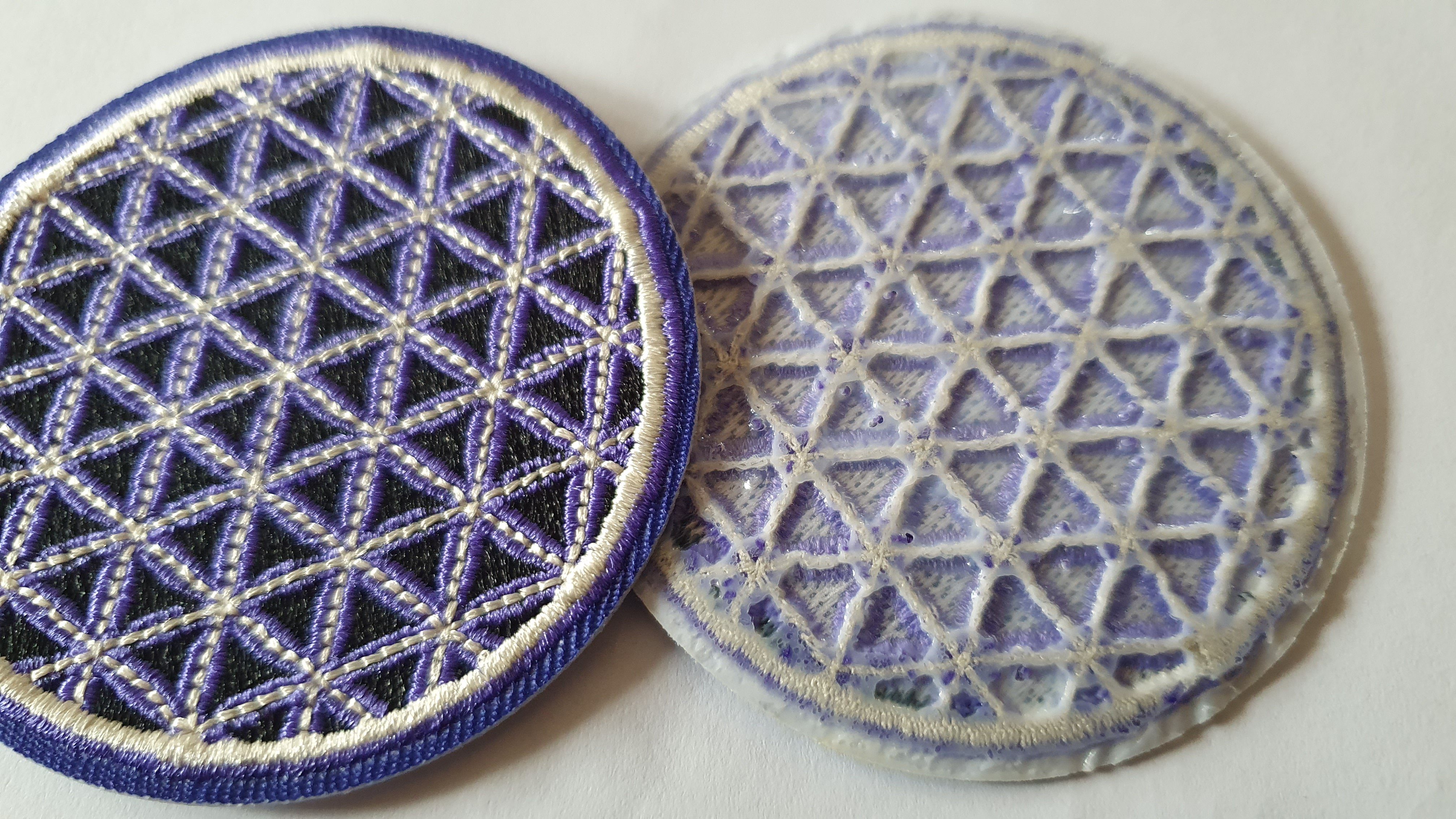 everest 1953 Aufnäher 2 x Lebensblume gestickt Aufbügler Blume des Lebens NEPAL, gestickt, Bügelaufkleber, Waschmaschinen geeignet