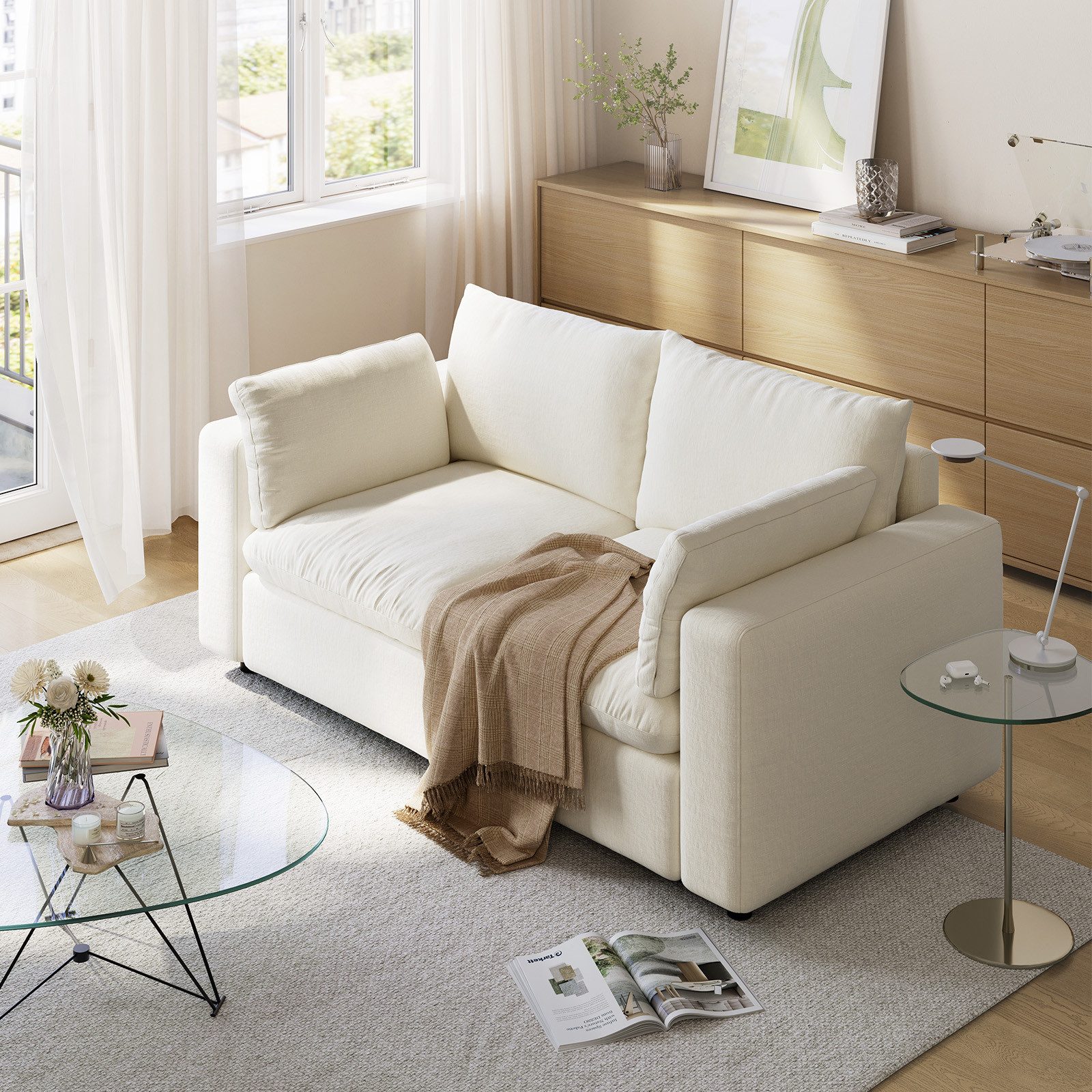 Woltu Big-Sofa, für 2 Sitzer, Couch mit abnehmbarem Chenille-Bezug, 180x83x91 cm