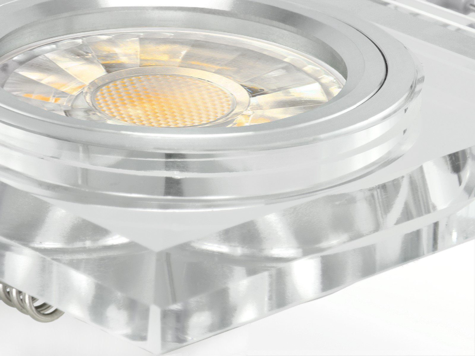 Design klar Einbaustrahler 7W, Glas LED SSC-LUXon Warmweiß Einbaustrahler aus LED quadratisch spiegelnd,