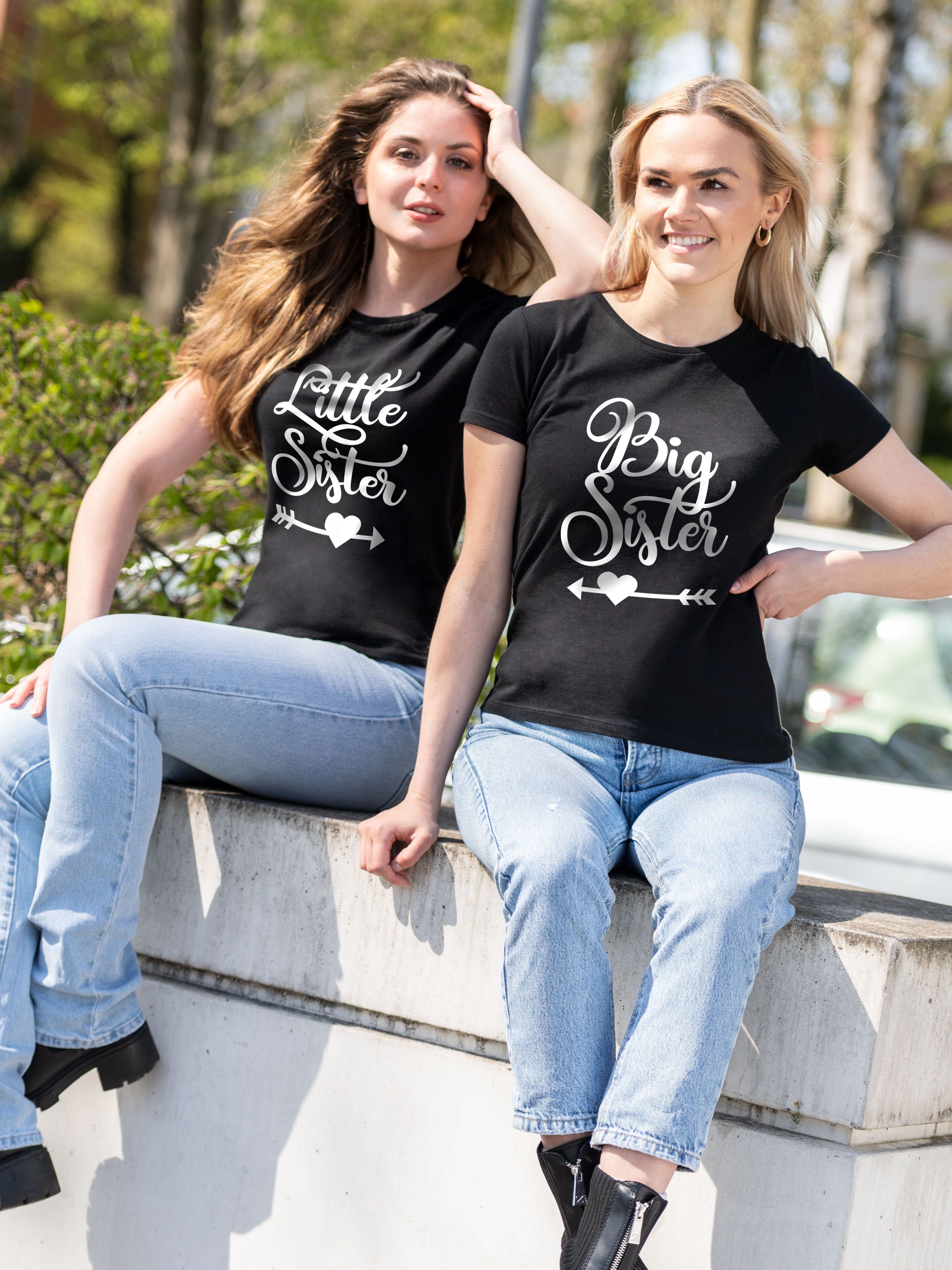Couples Shop T-Shirt Big Sister & Little Sister T-Shirt mit lustigem Spruch Print