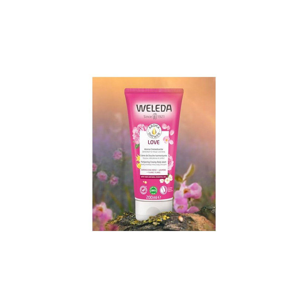 WELEDA Duschgel Bio Love Duschgel mit Rose, Jasmin & Ylang Duft(1x 200ml)