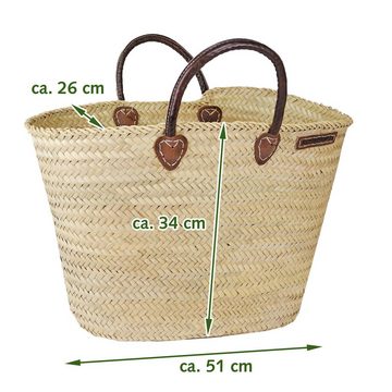NATUREHOME Korbtasche Shopper Strandtasche mit Henkel und/oder Umhängeriemen, Handarbeit, Geflochten, Palmblätter
