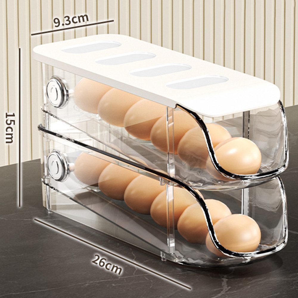 Rhein Beleuchtung Eierkorb Stapelbare, durchsichtige Eier-Aufbewahrungsbox mit Deckel (2 Stück), (eier aufbewahrung kühlschrank, eierbehälter, eierhalter), Schräges Design für einfachen Zugang und Platzersparnis