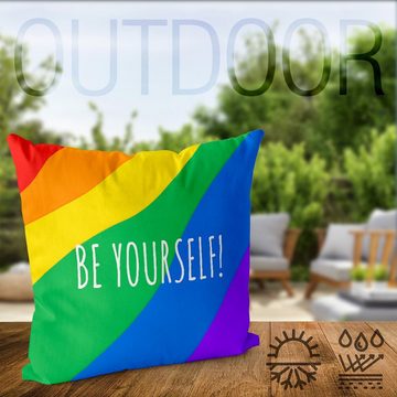 Kissenbezug, VOID (1 Stück), Be Your Self Pride Schriftzug Motto Gay pride flag parade club LGBTQ