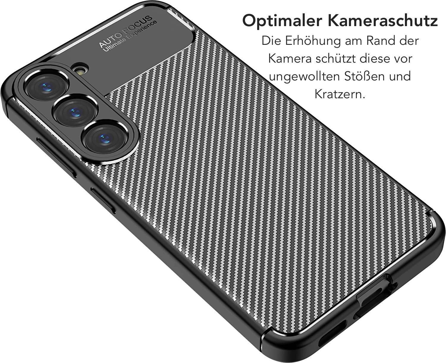 AVANA Handyhülle für Samsung Galaxy S23 / Plus / Ultra / FE Hülle Silikon Schutzhülle, Slim Case, Cover, Bumper, Carbon Optik