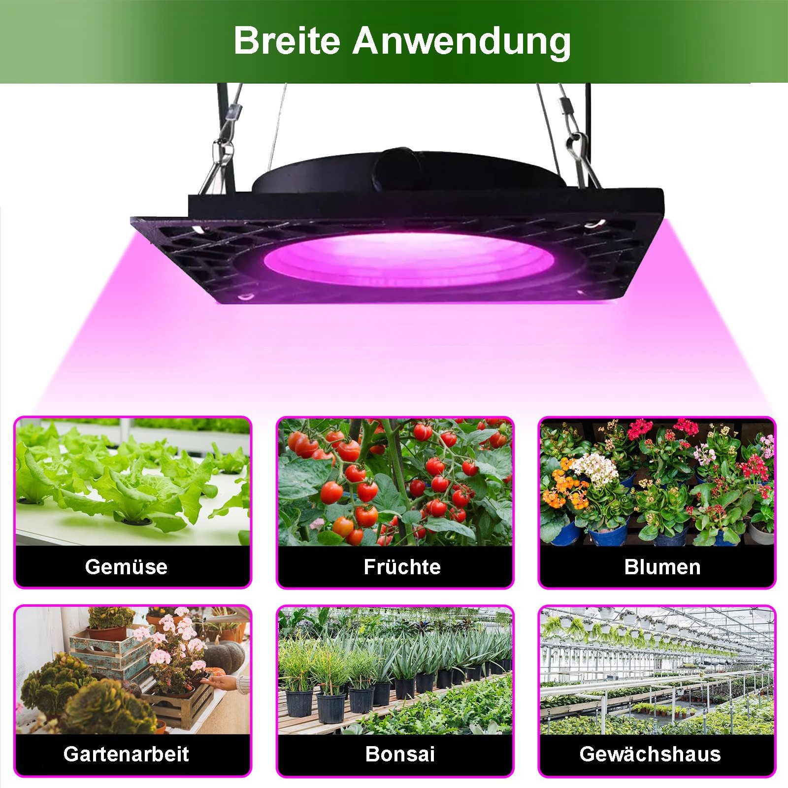 Jibenhome Pflanzenlampe LED Pflanzenlicht Wasserdicht, 50W Led Grow Lampe IP66 Hängend Stehend, Wachstumslampe 72 LEDs Blumenlampe für Zimmerpflanze Gewächshaus