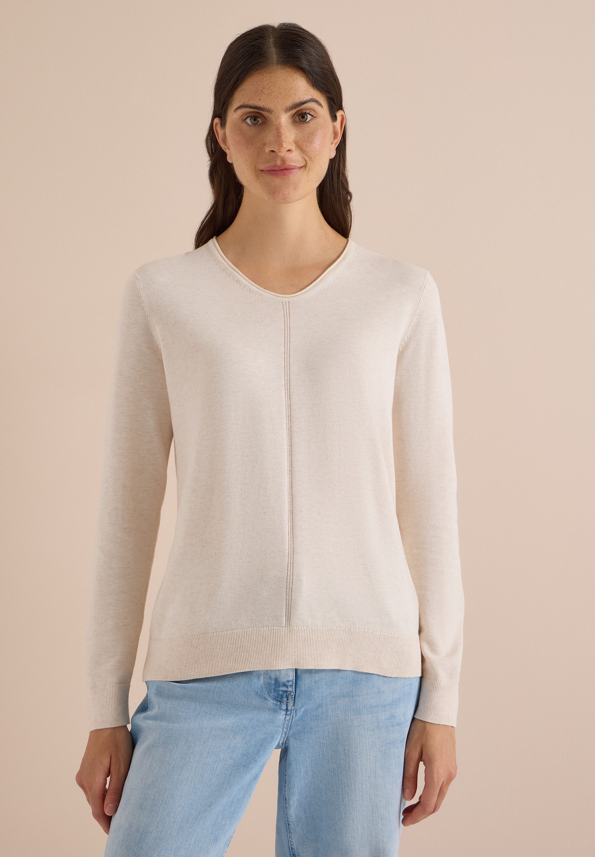 CECIL V-Ausschnitt-Pullover im soften Baumwoll-Mix