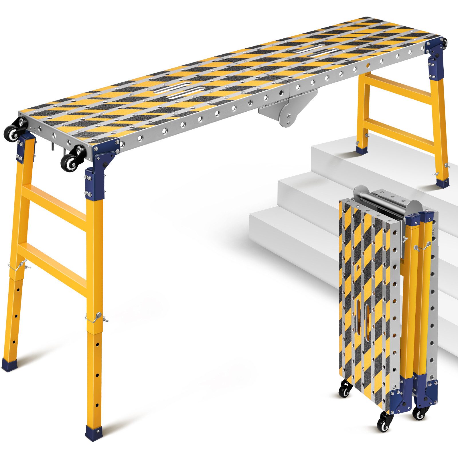 XERSEK Arbeitsplattform 2in1 Stahl Klappleiter Fahrgerüst günstig online kaufen