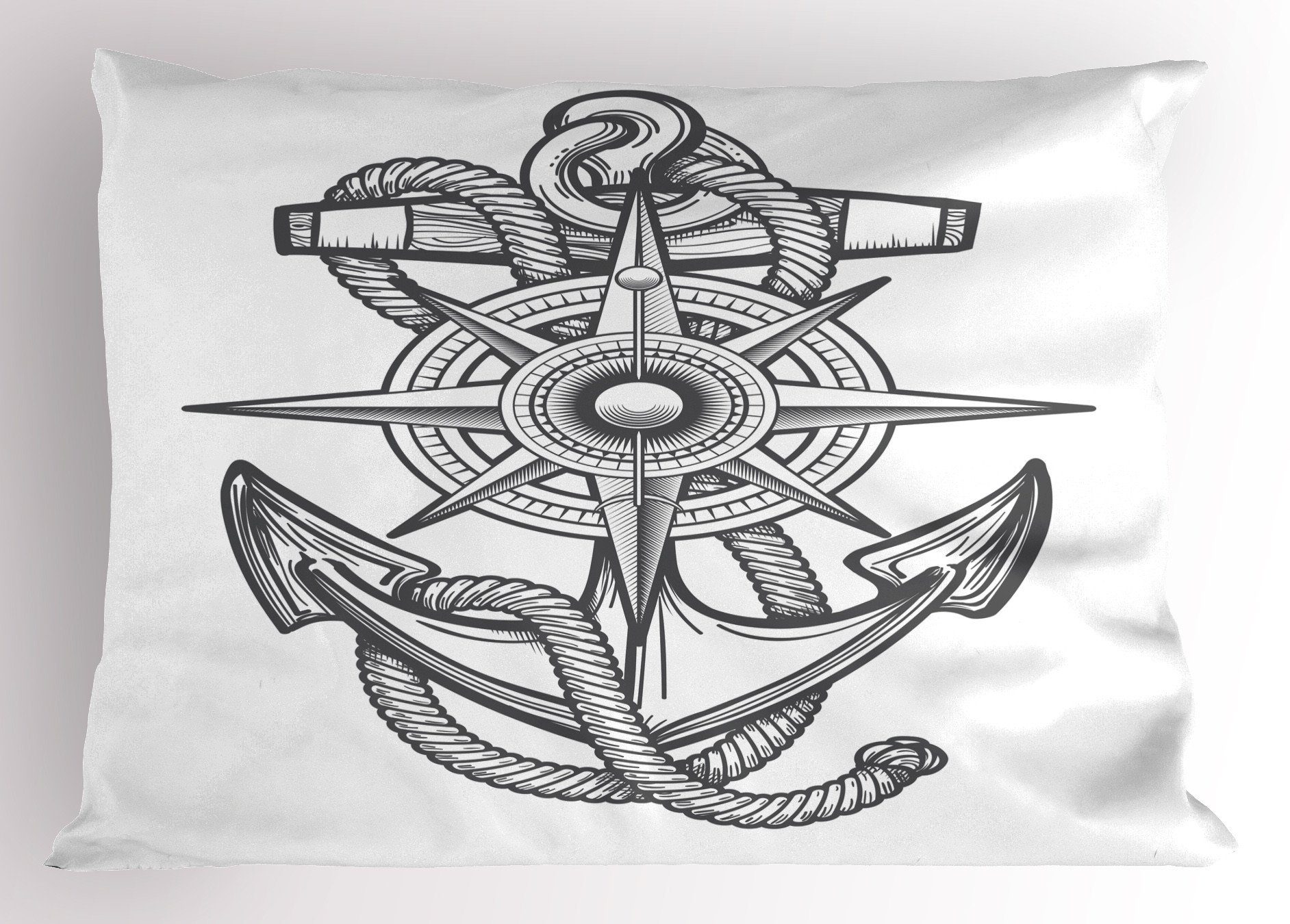 Anchor Kissenbezüge King Size Gedruckter Stück), Dekorativer Rope Tattoo Nautical (1 Standard Kissenbezug, Sketch Abakuhaus