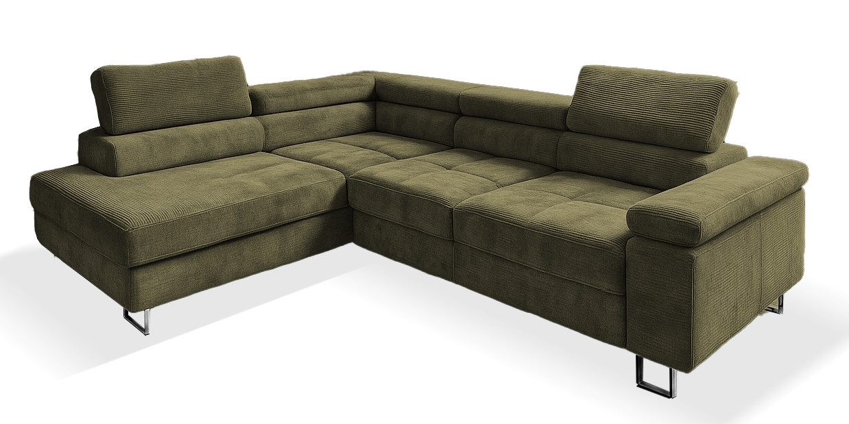 Goldstoff Ecksofa mit Schlaffunktion, Cord Couch günstig online kaufen